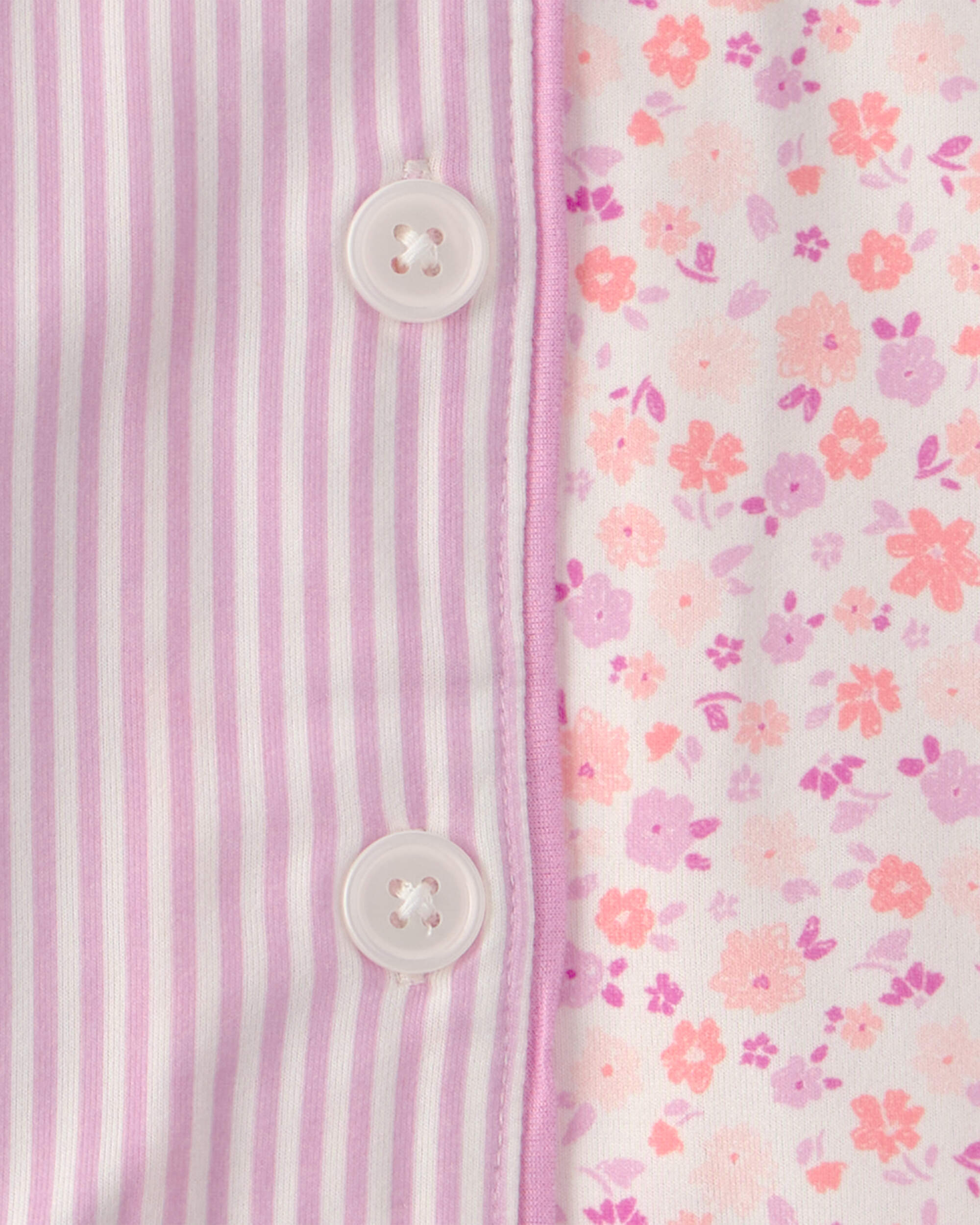 Toddler Girl Floral Striped Short-Sleeve Loose Fit 2-Piece pyjama Set - Pink