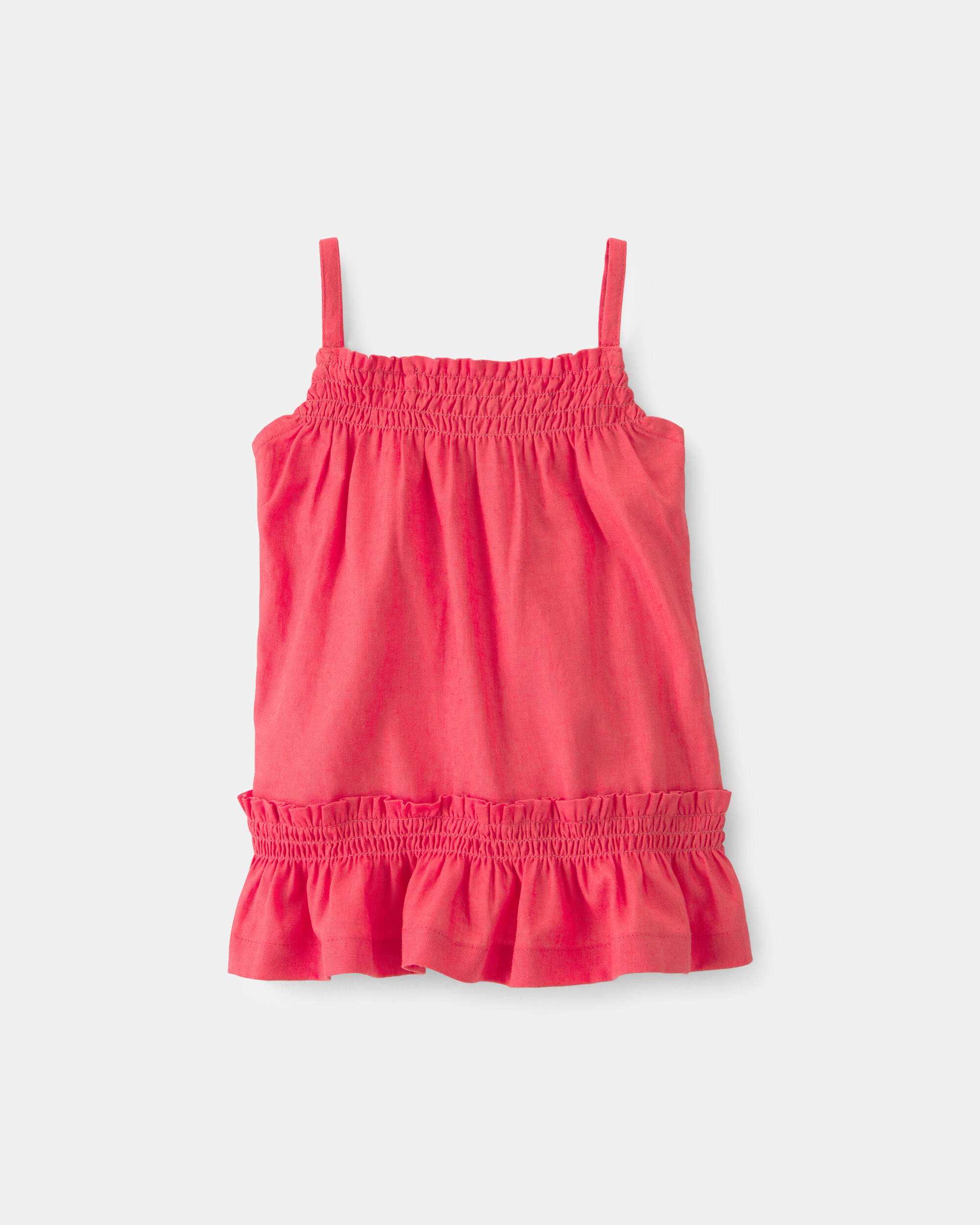 Baby Girl 2-Piece Solid Linen Sleeveless Dress Set - Pink/Red