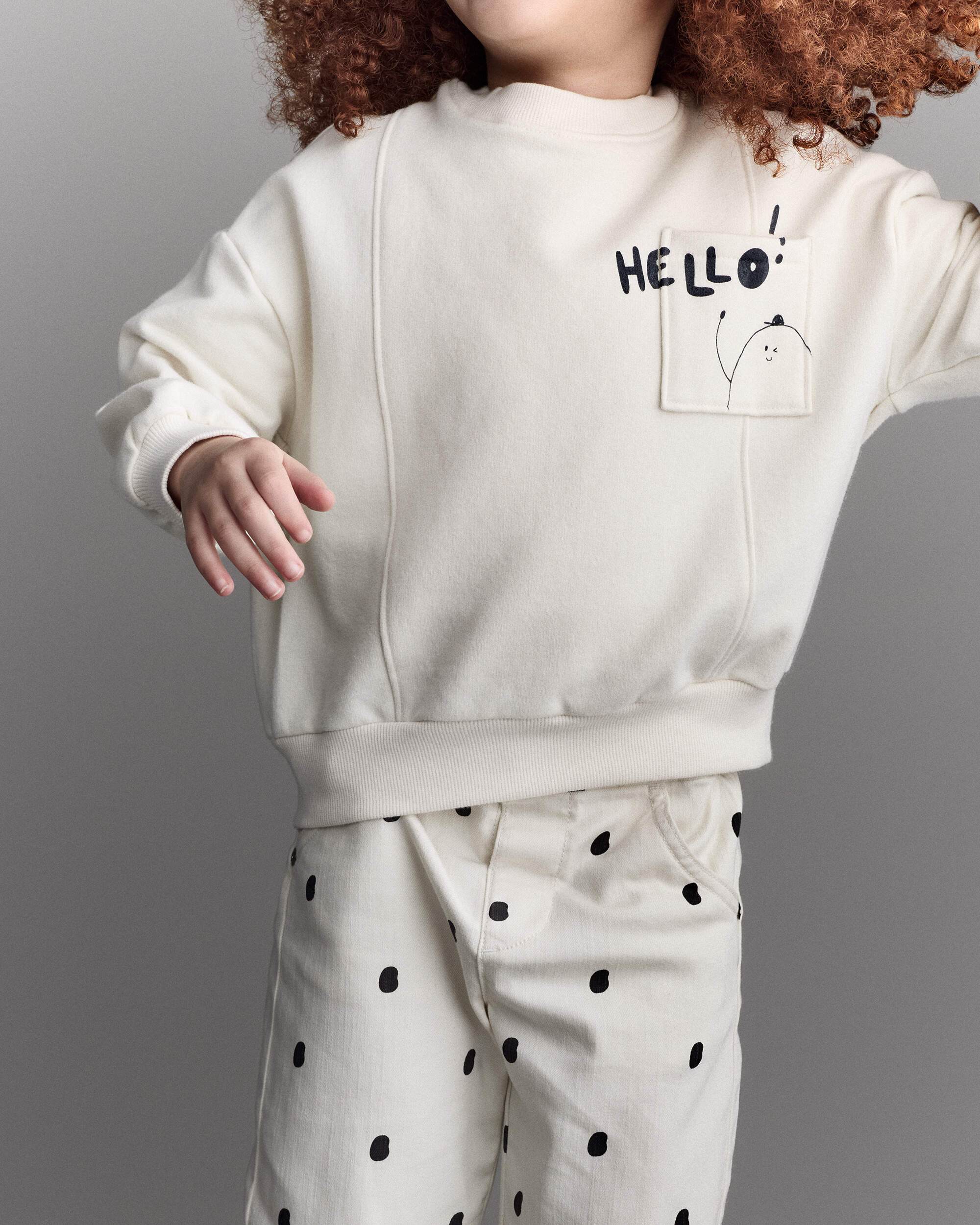 Toddler 'Hello!' Pullover Sweatshirt - Cream
