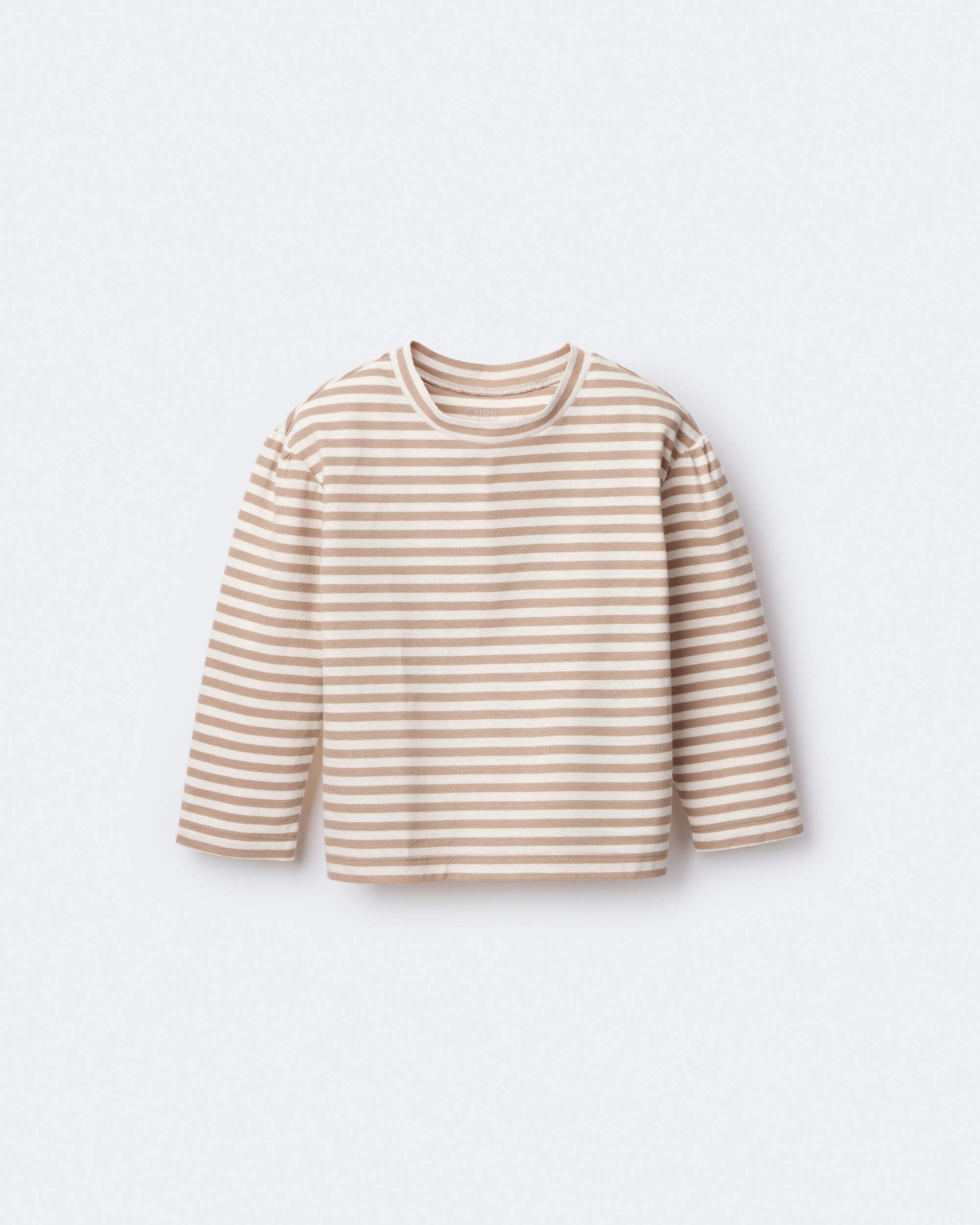 Toddler Girl Striped Long-Sleeve Relaxed Tee - Cream/Tan