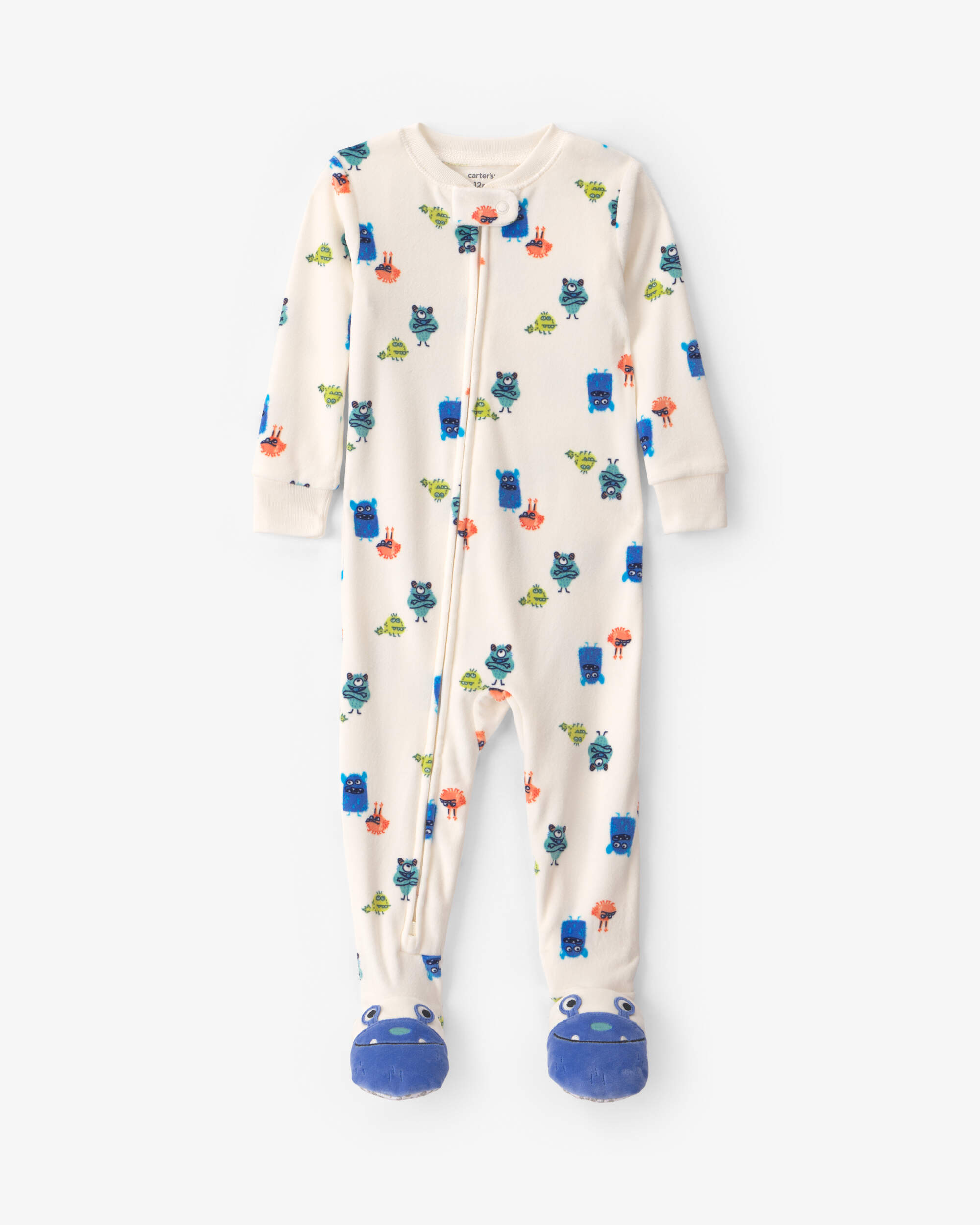 Toddler Boy 1-Piece Monster DreamPlush Snug Fit Footed Pyjama - Cream