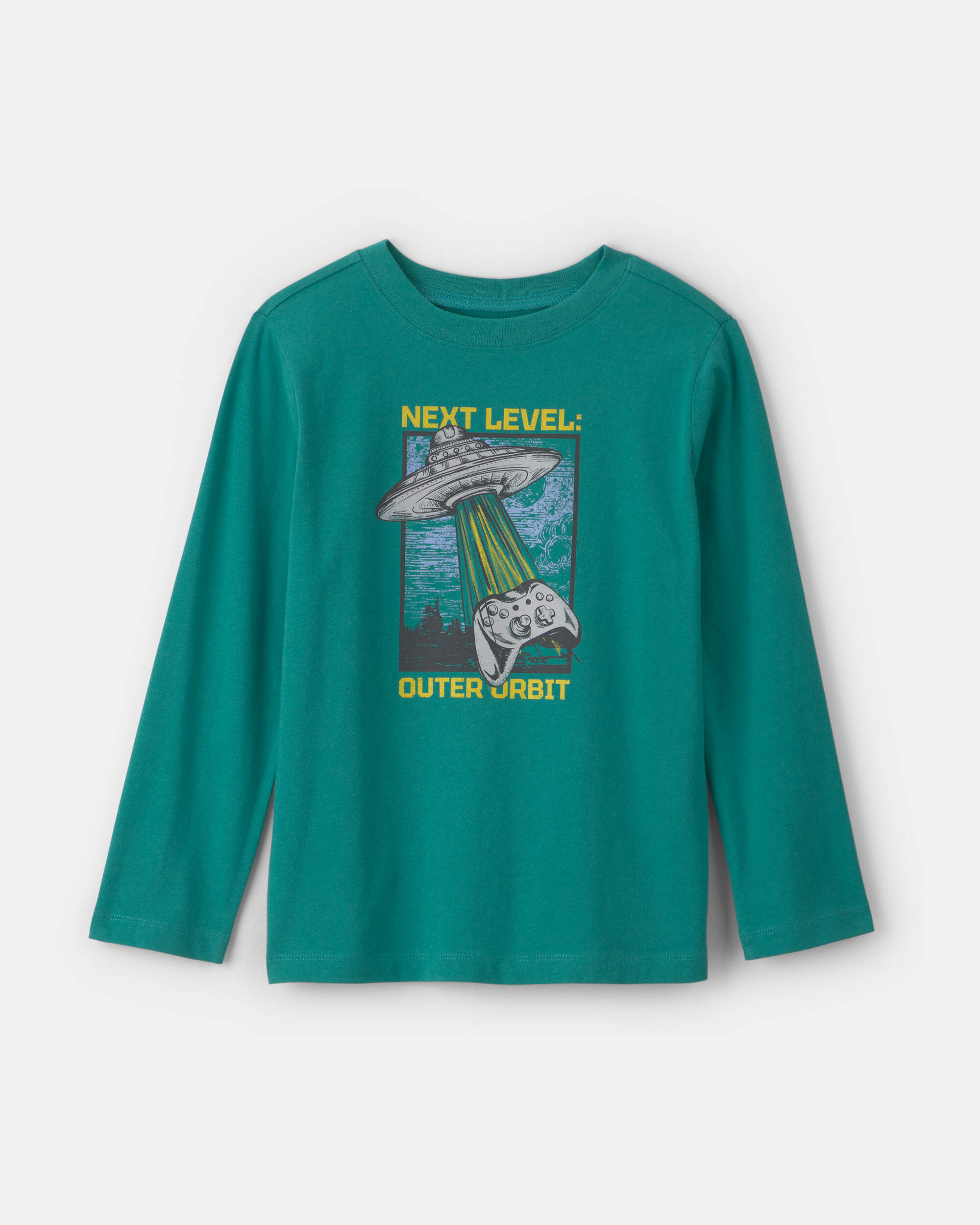 Boys 'Next Level Outer Orbit' Spaceship Long-Sleeve Graphic Tee - Green