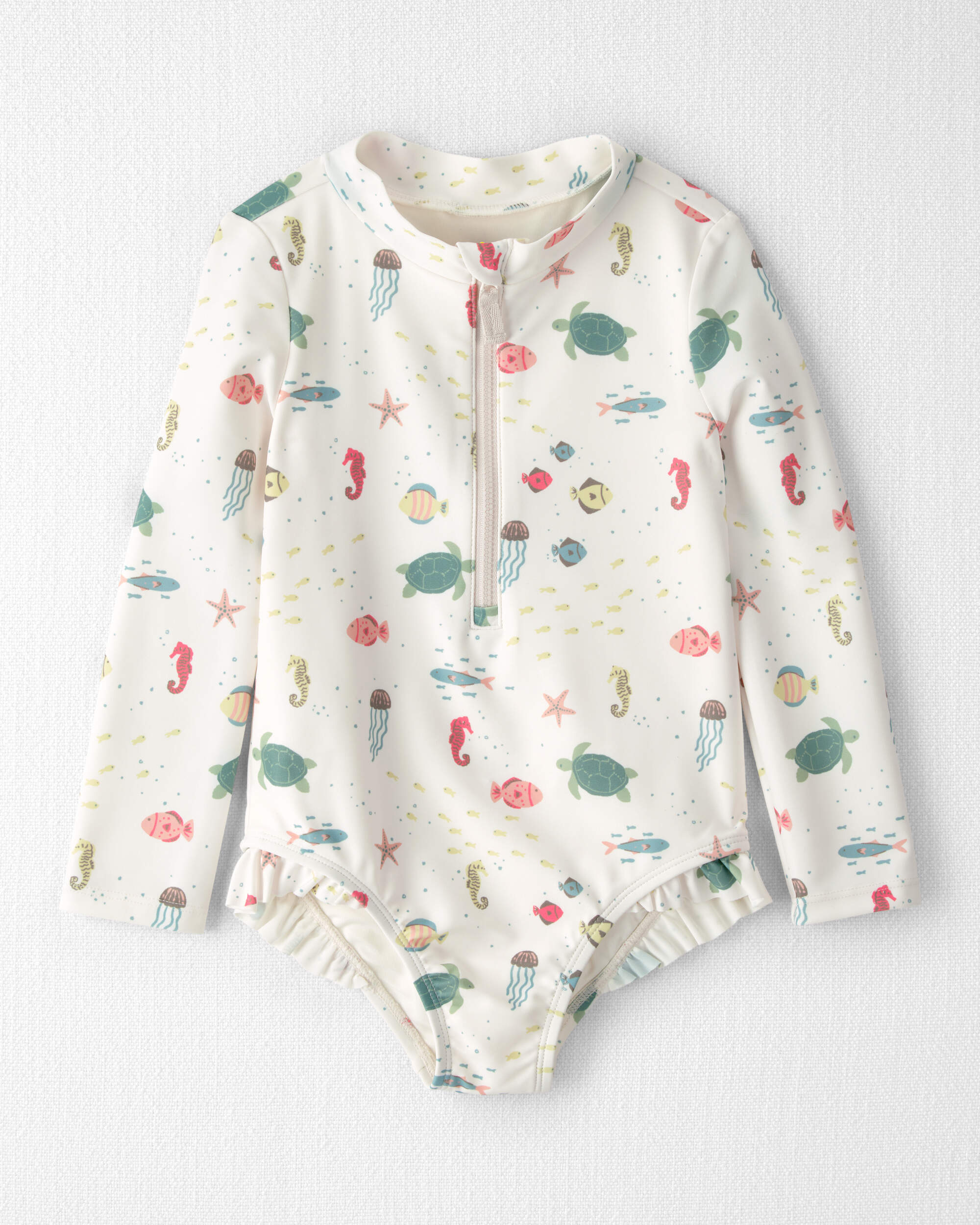 Toddler Girl Recycled Rashguard Swimsuit Under the Sea