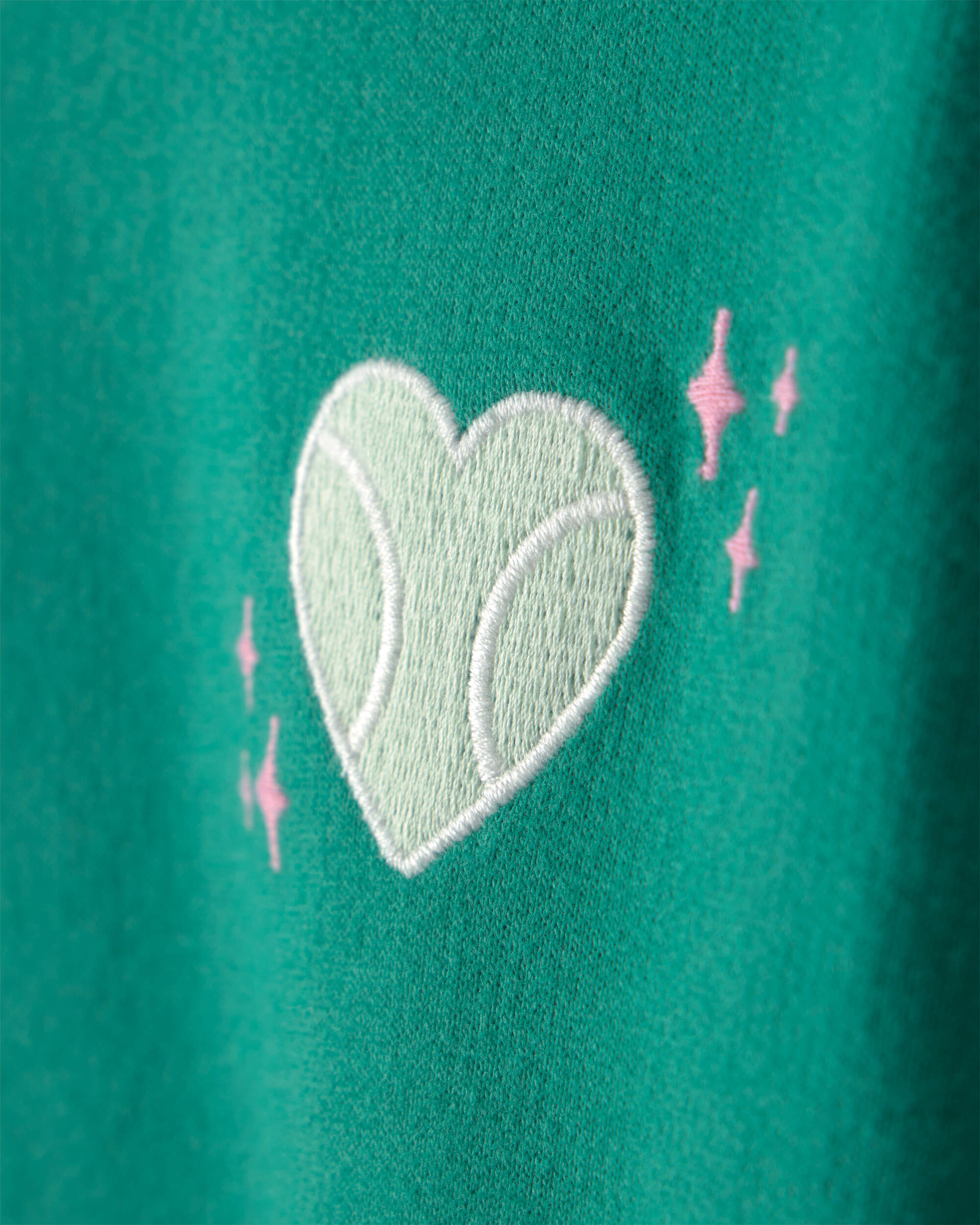 Girls Tennis Heart French Terry Pullover Sweatshirt - Green