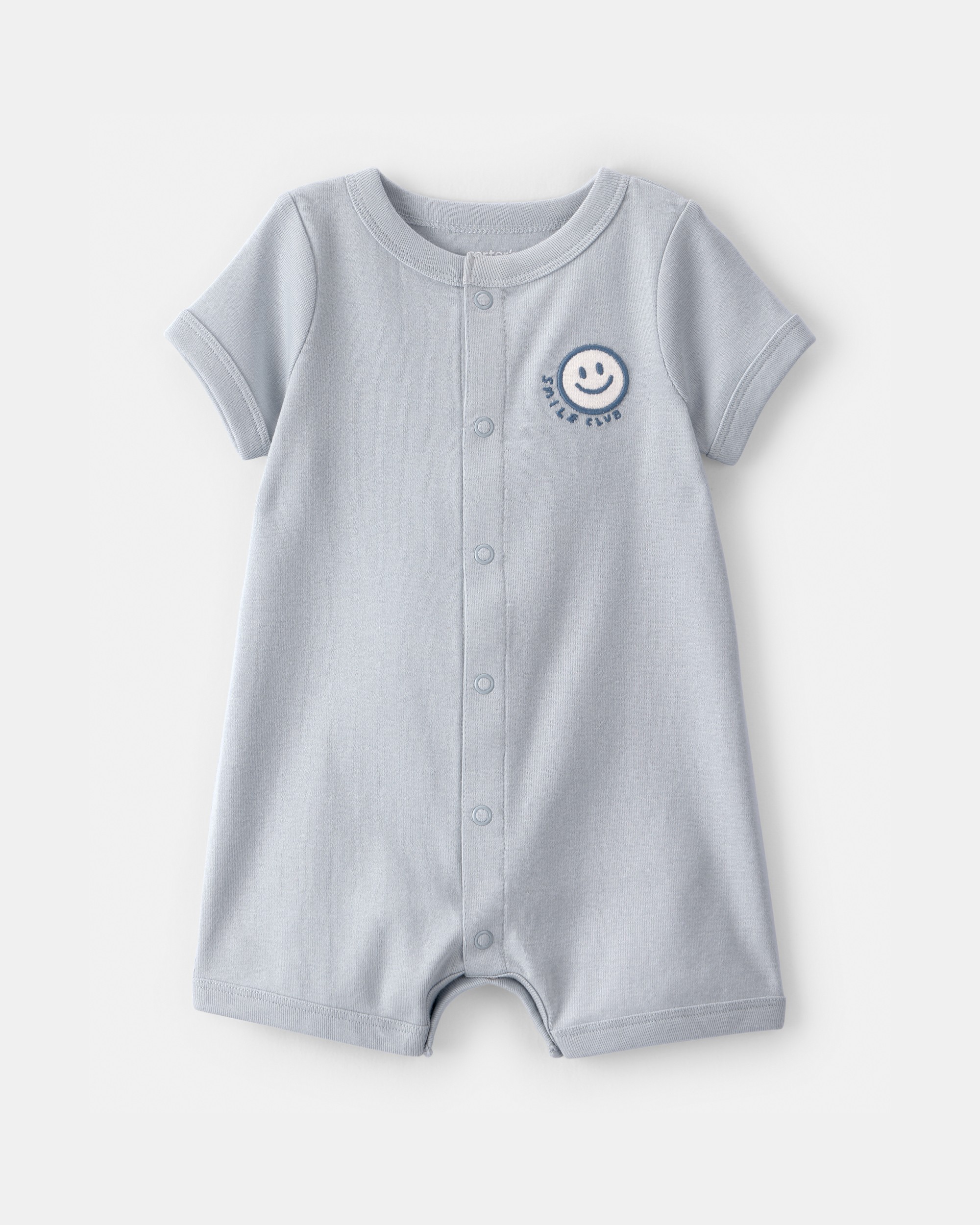 Baby Smile Club' Short-Sleeve Romper - Blue