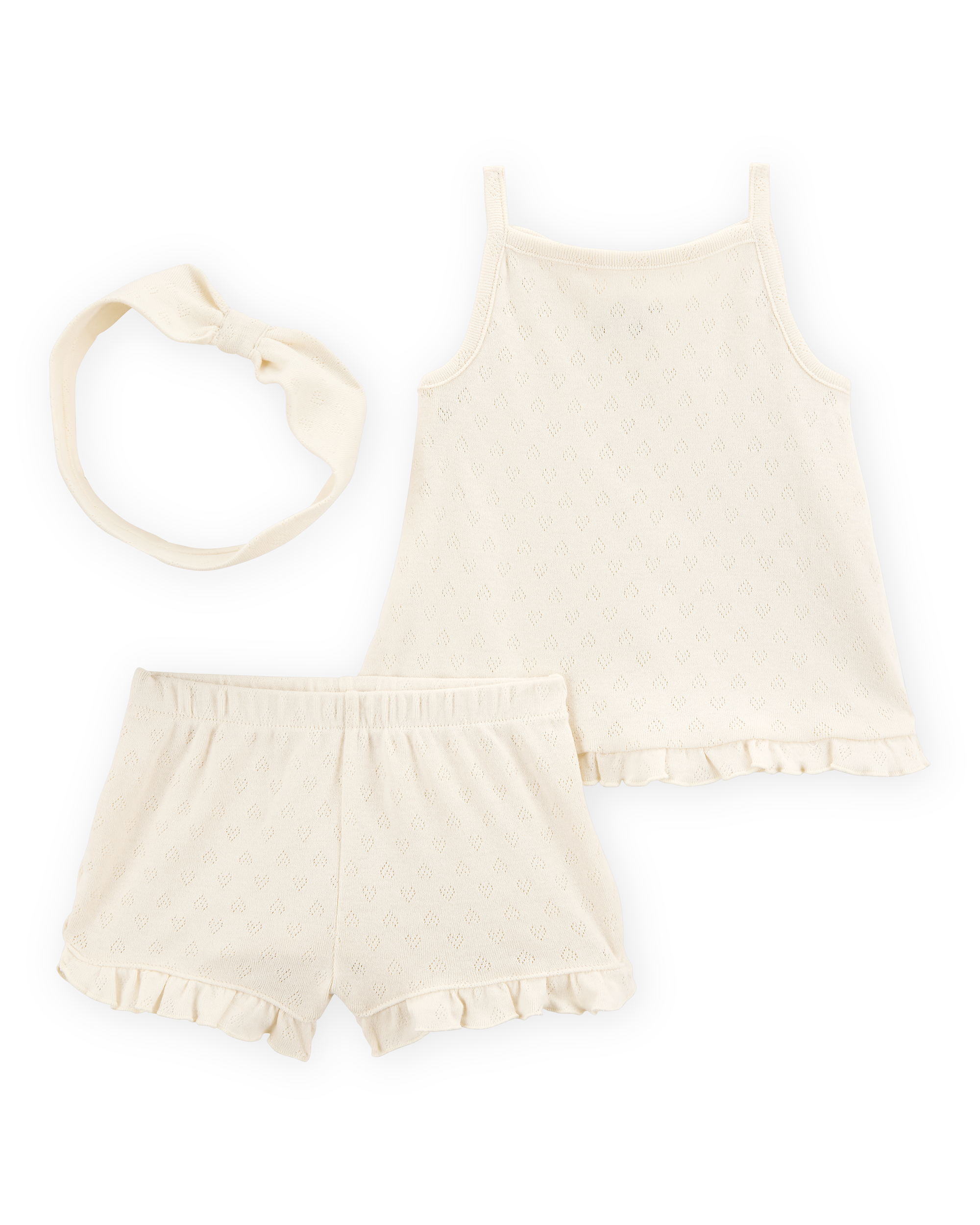 Baby 3-Piece Pointelle Heart Outfit Set
