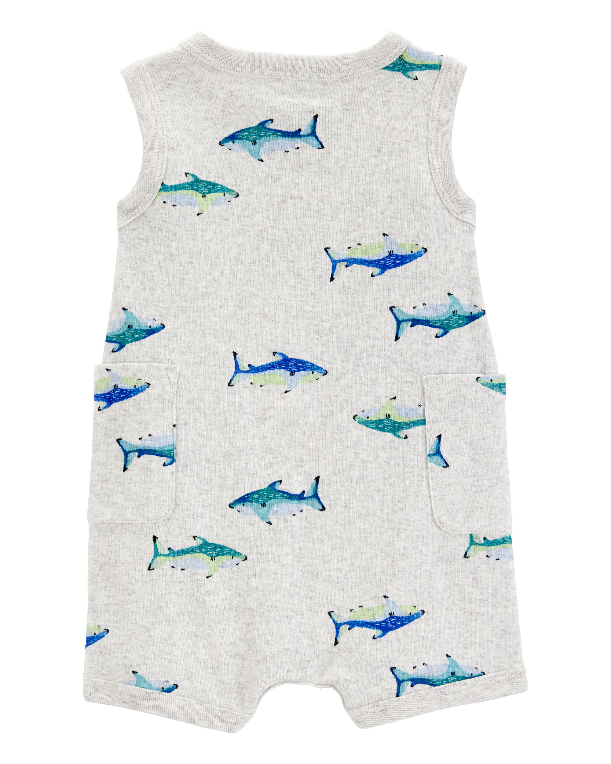Baby Boy Fish Cotton Blend Romper - Grey