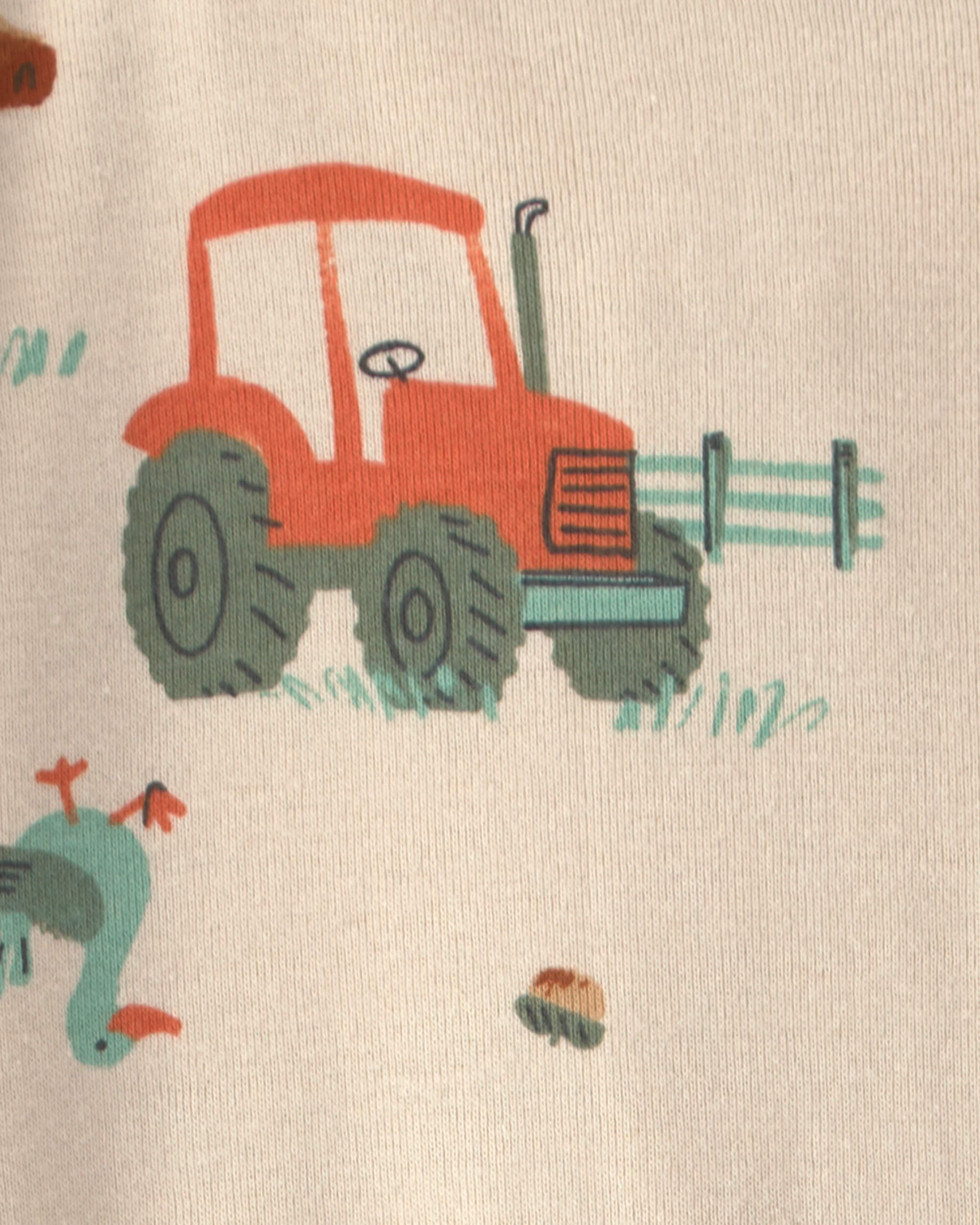 Baby Boy 1-Piece Farm 2-Way Zip 100% Cotton Snug Fit Pyjama - Cream