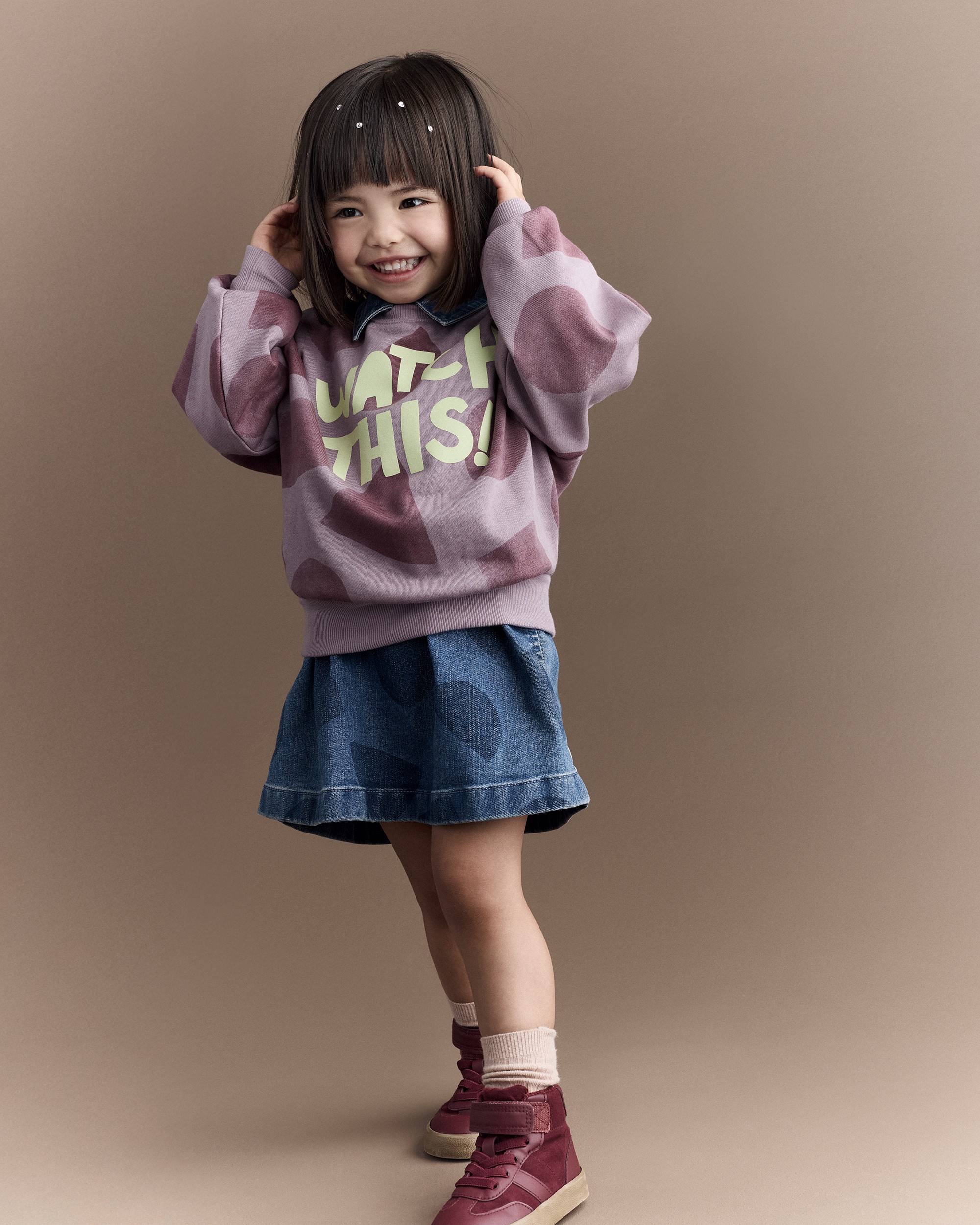 Toddler Watch This!' Shapes Dolman-Sleeve Sweatshirt - Mauve