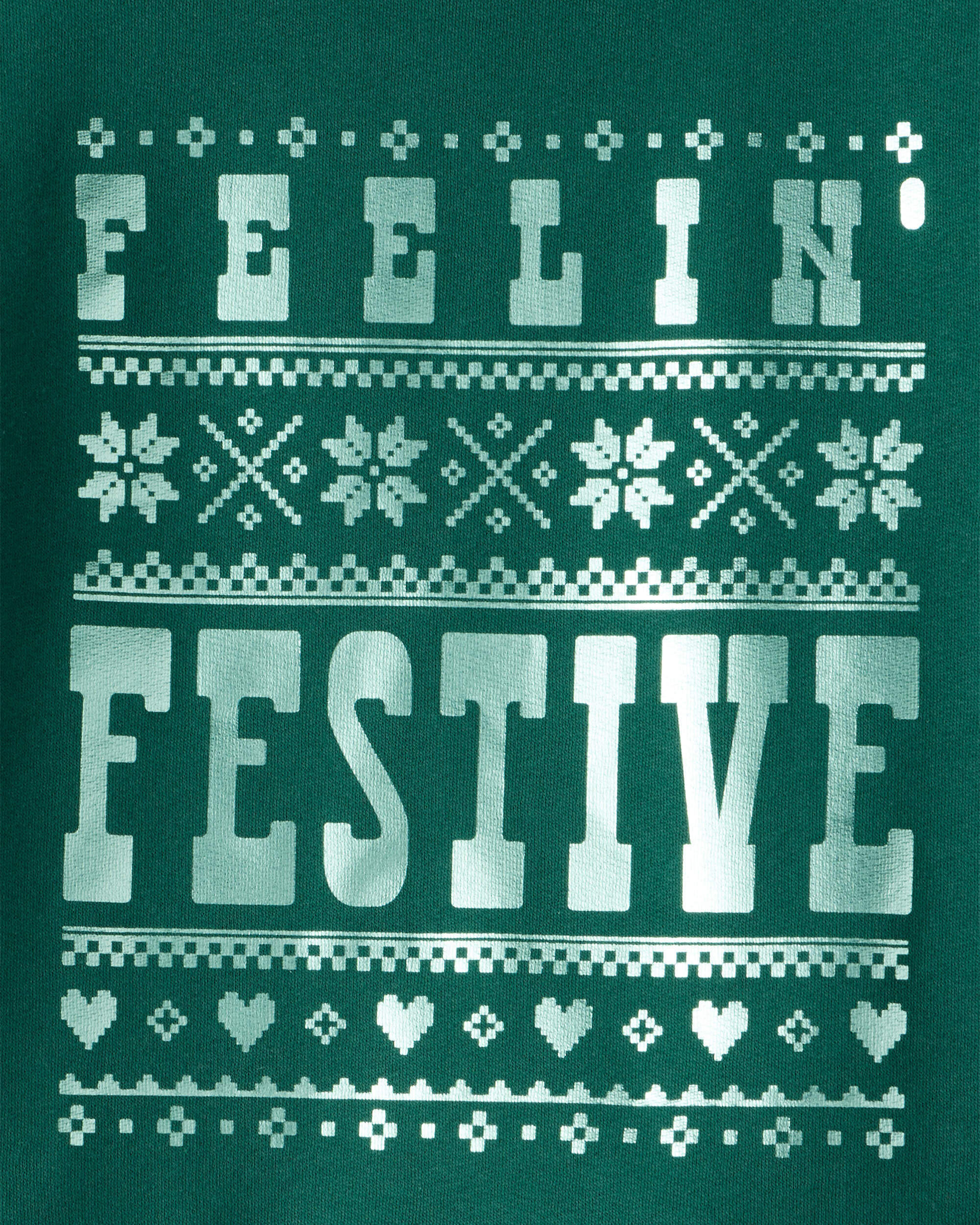 Girls Christmas Festive Long-Sleeve Pullover Sweatshirt - Green