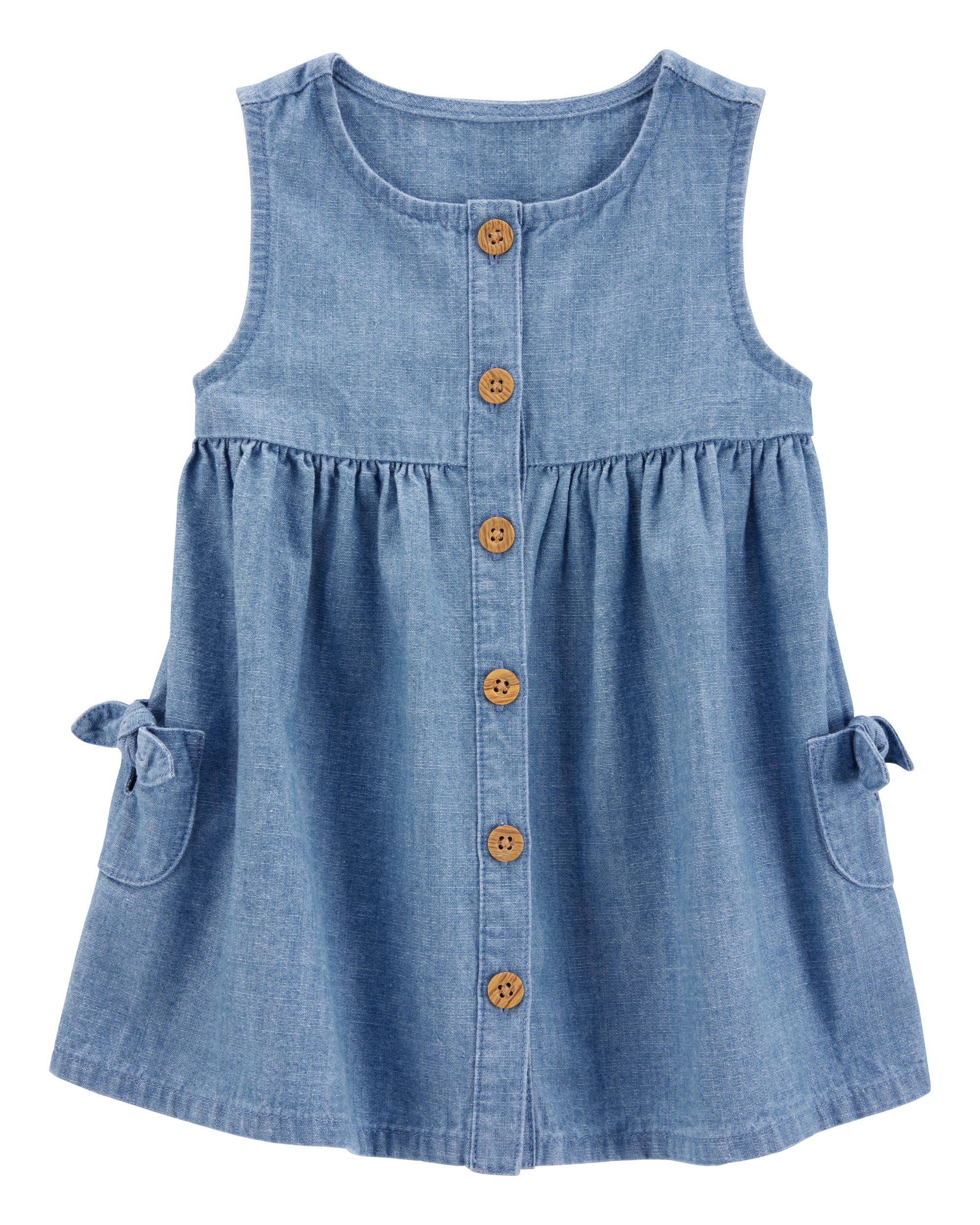 Baby Solid Cotton Dress - Blue