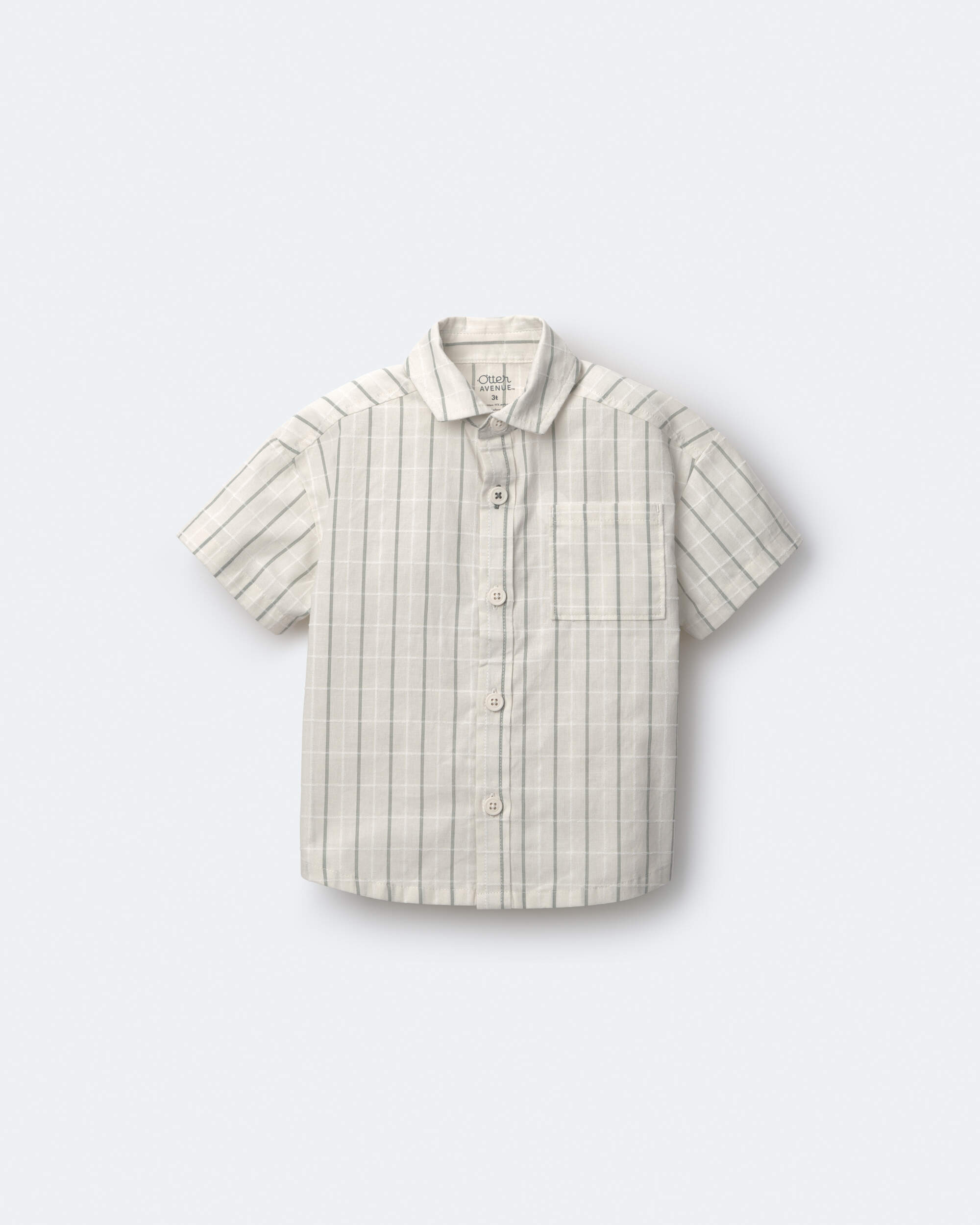 Toddler Boy Dobby Knit Button-Down Short-Sleeve Shirt - Cream