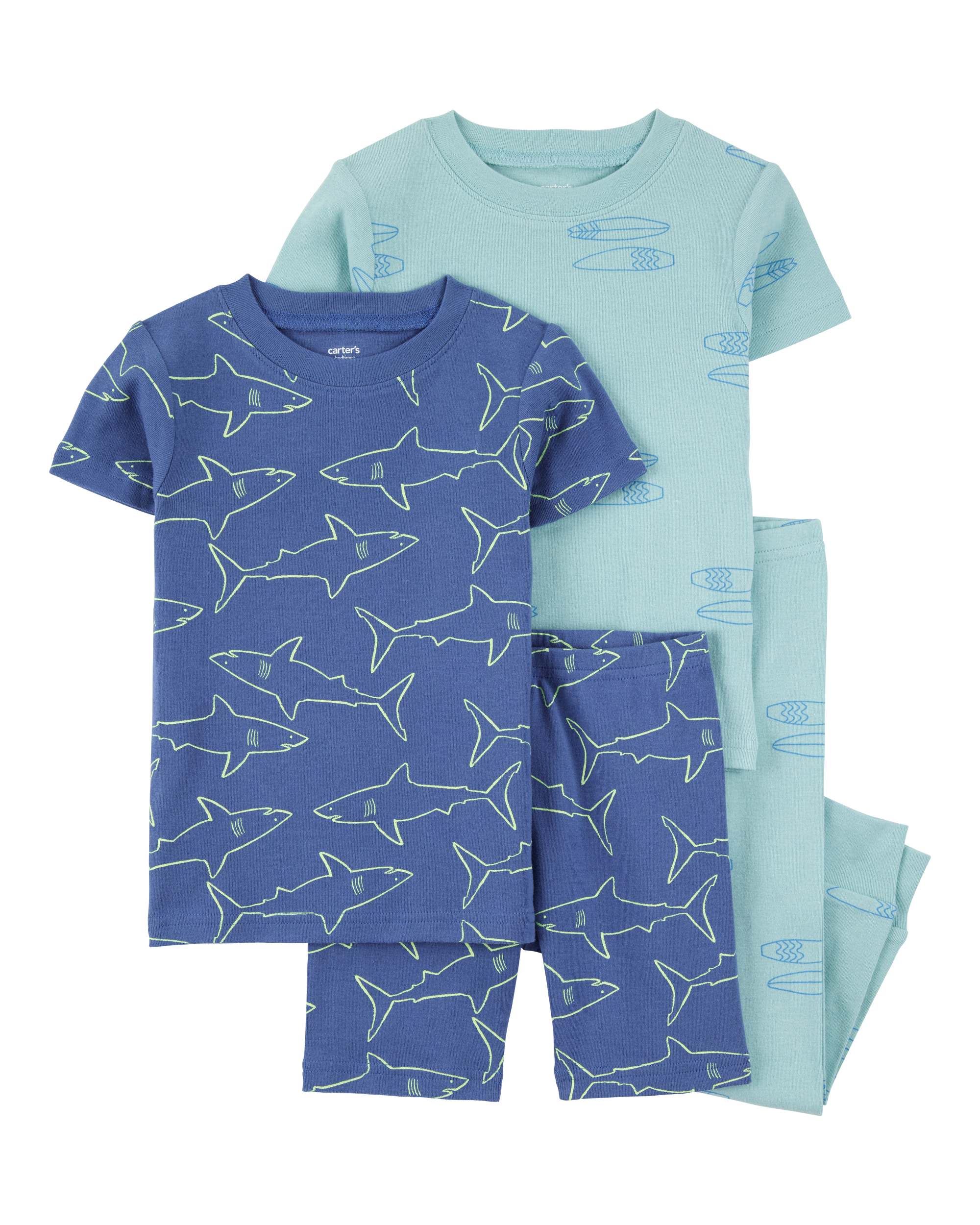 Baby 4-Piece Shark Surfboard 100% Snug Fit Cotton Pyjamas