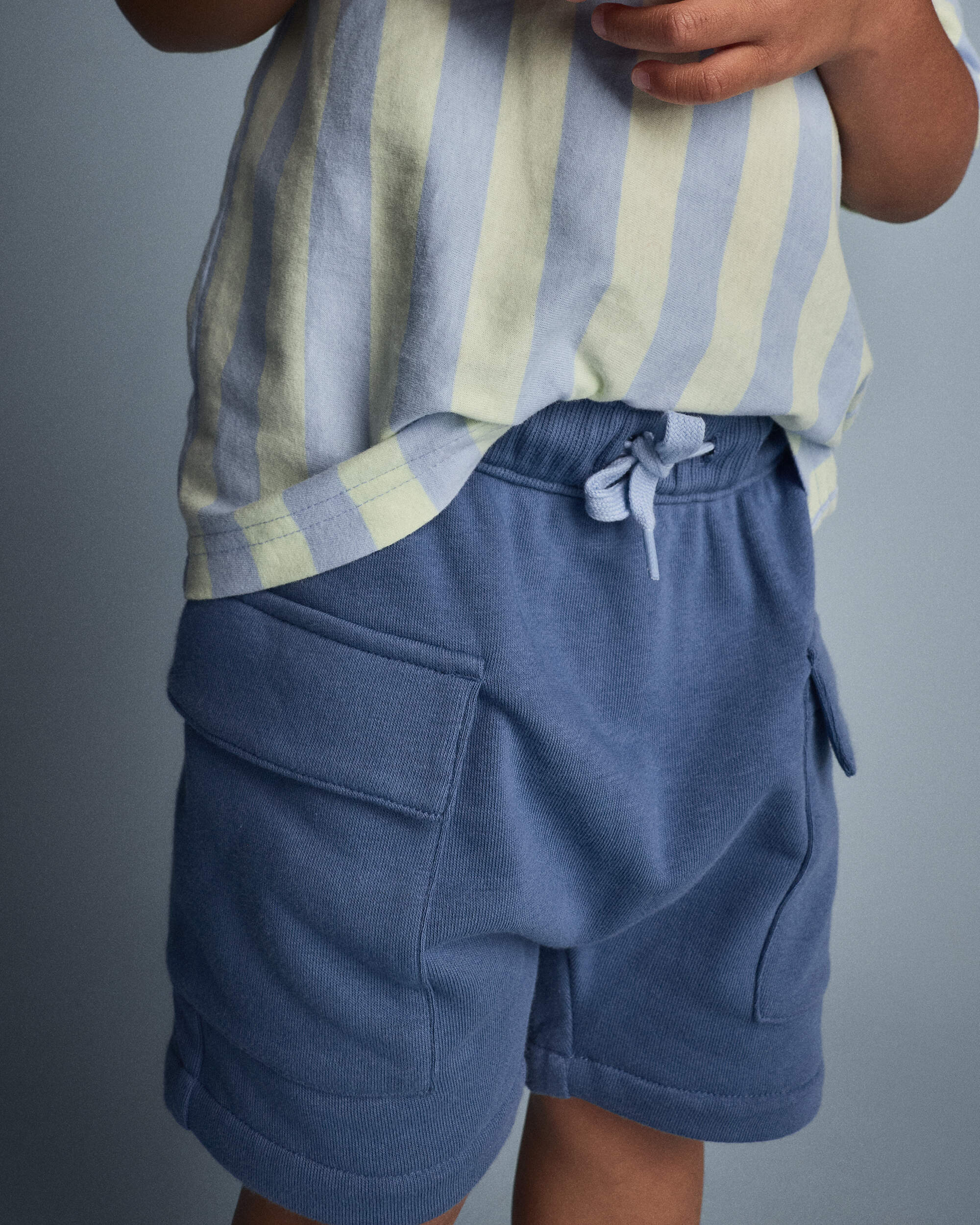 Toddler Boy French Terry Cargo Shorts - Slate Blue