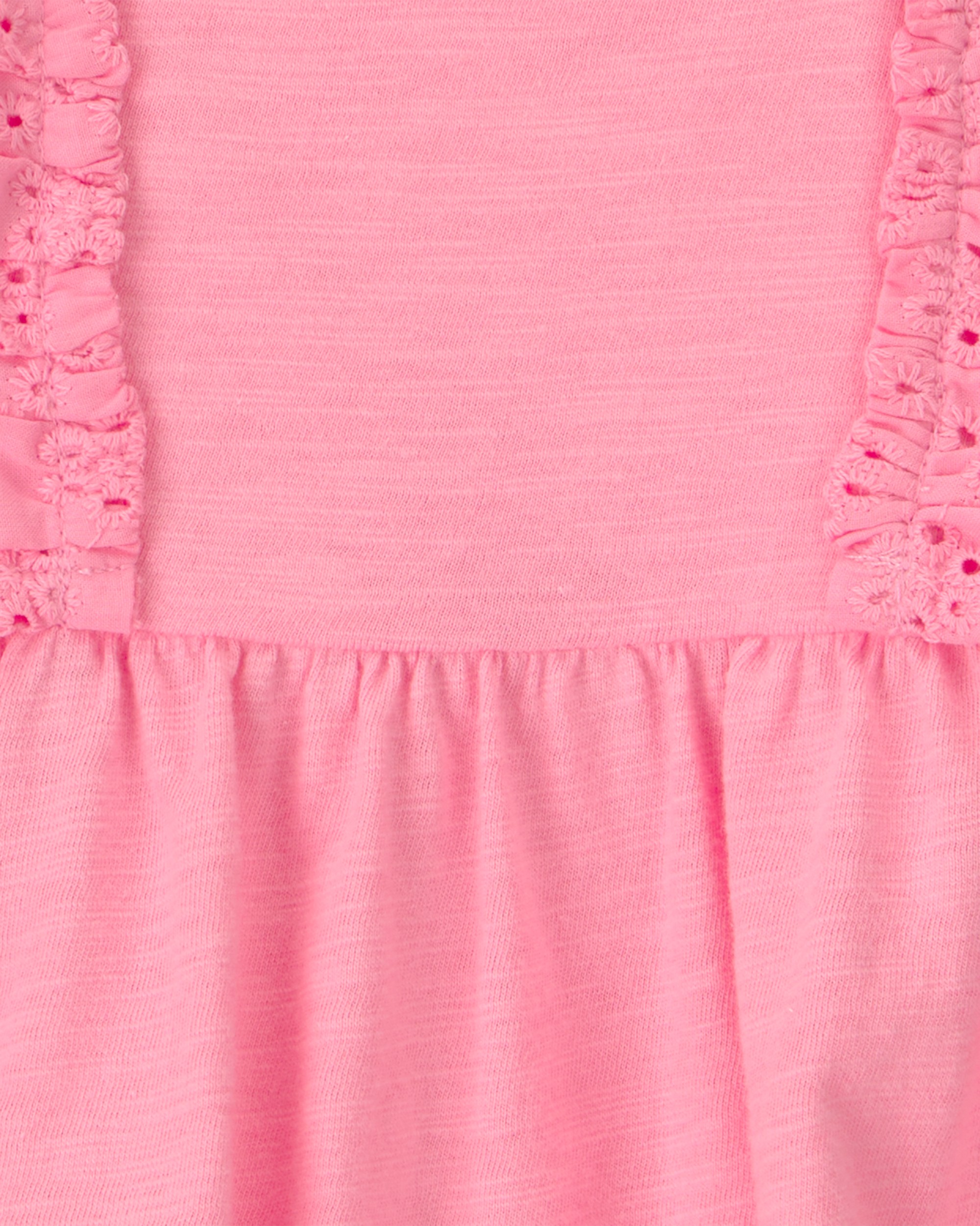 Baby Girl Ruffle Eyelet Sleeveless Romper - Pink