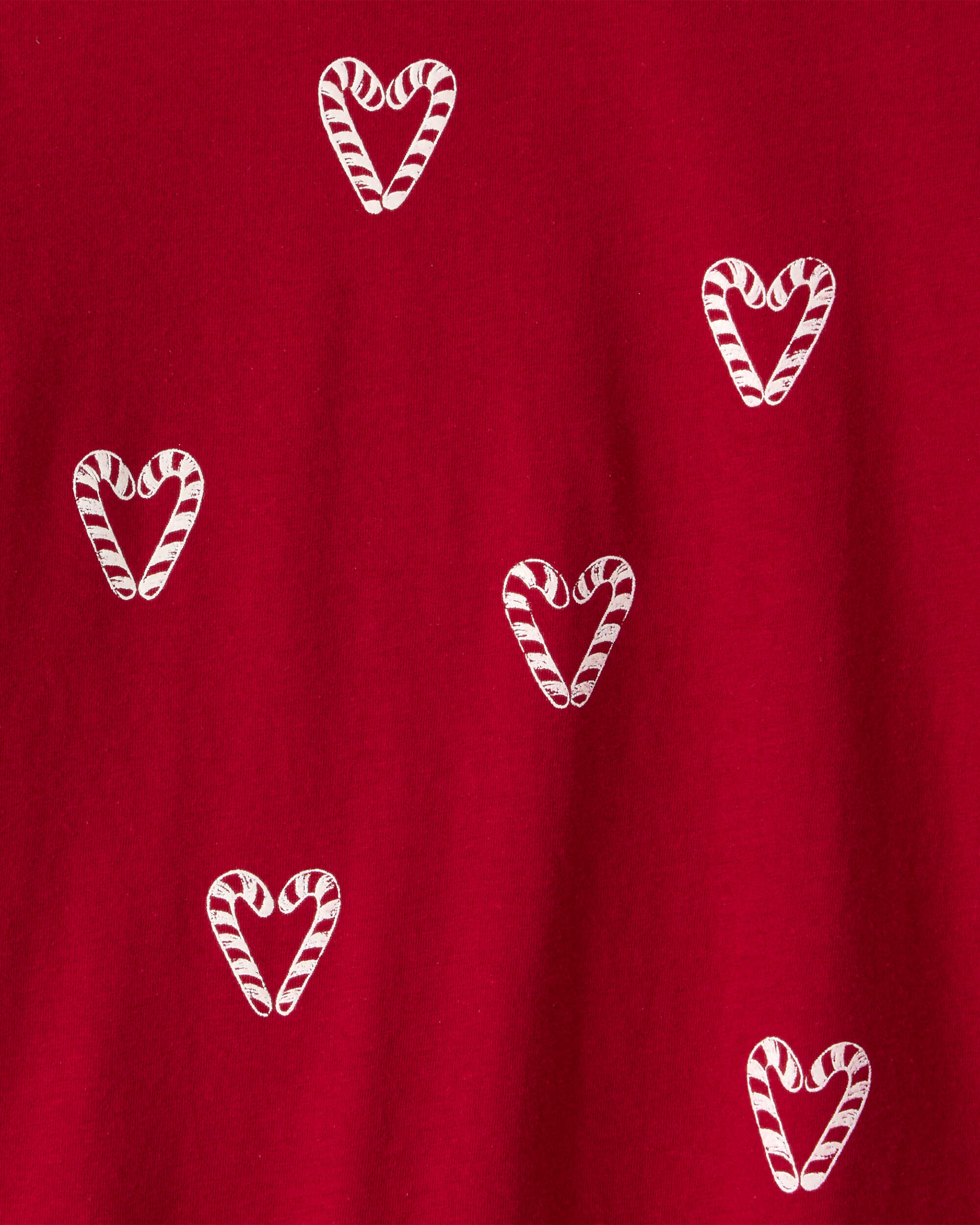 Girls Candy Cane Heart Print Long-Sleeve Graphic Tee - Red