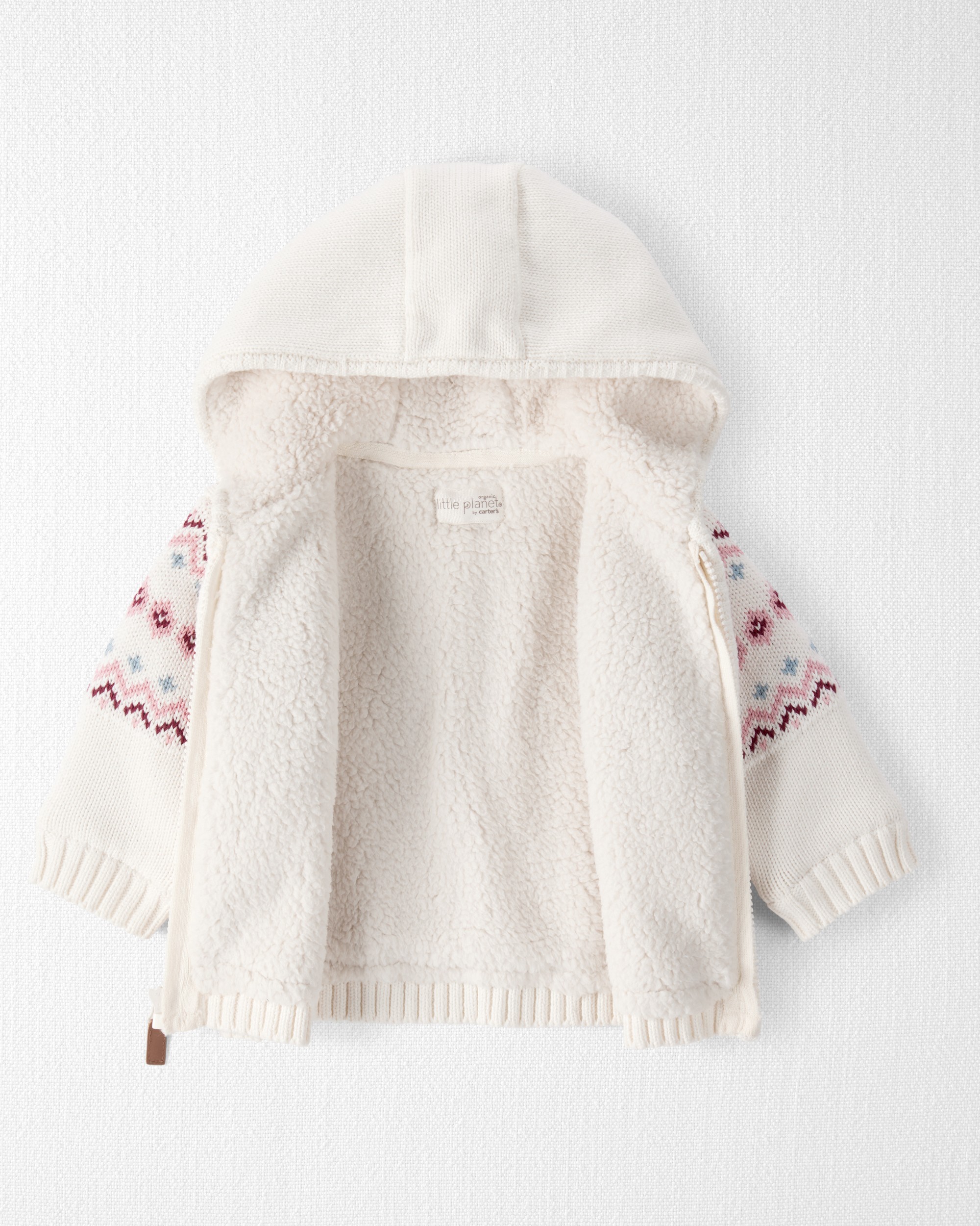 Baby Girl Organic Cotton Fair Isle Sweater Knit Jacket