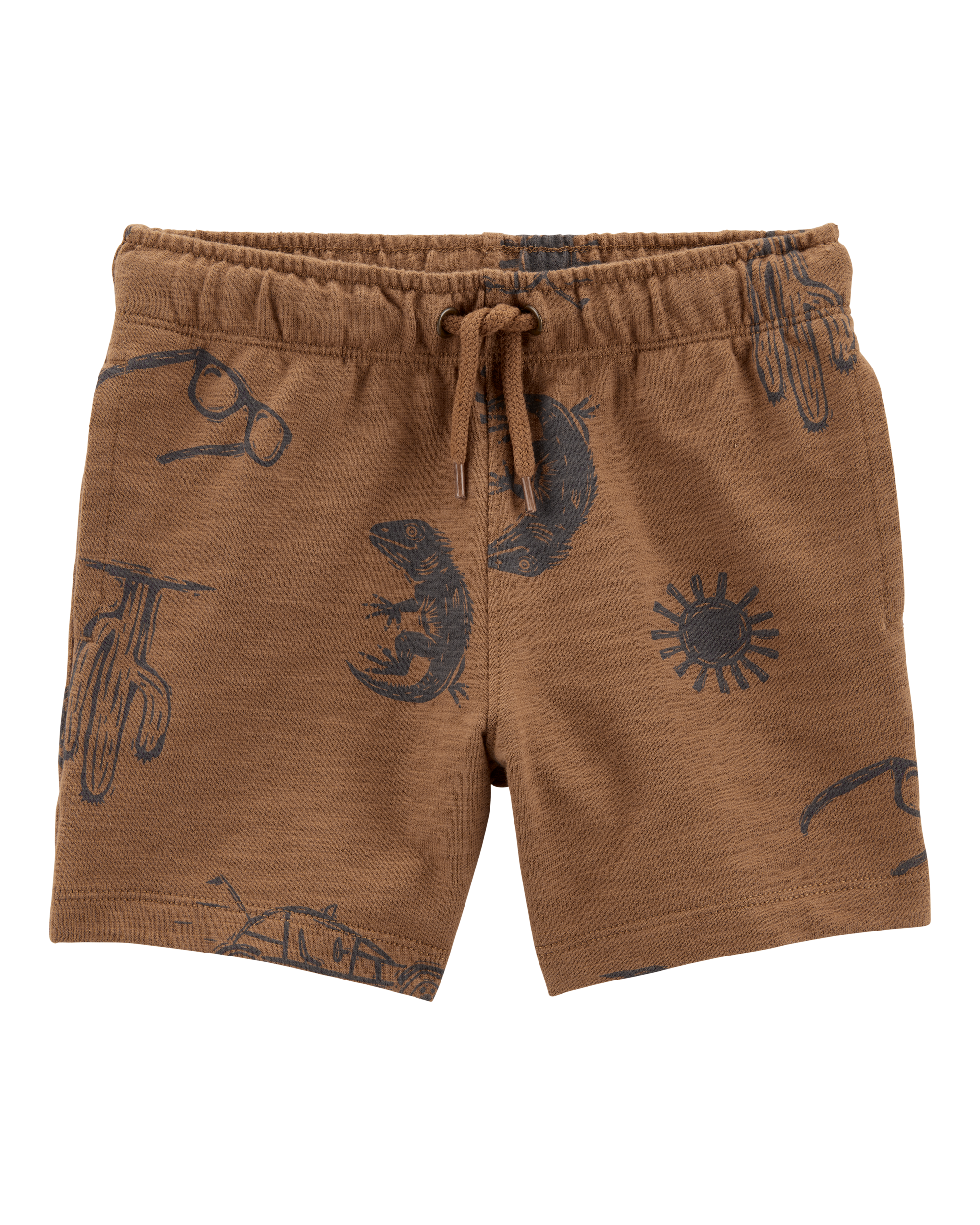 Toddler Desert Print Pull-On Cotton Shorts - Brown