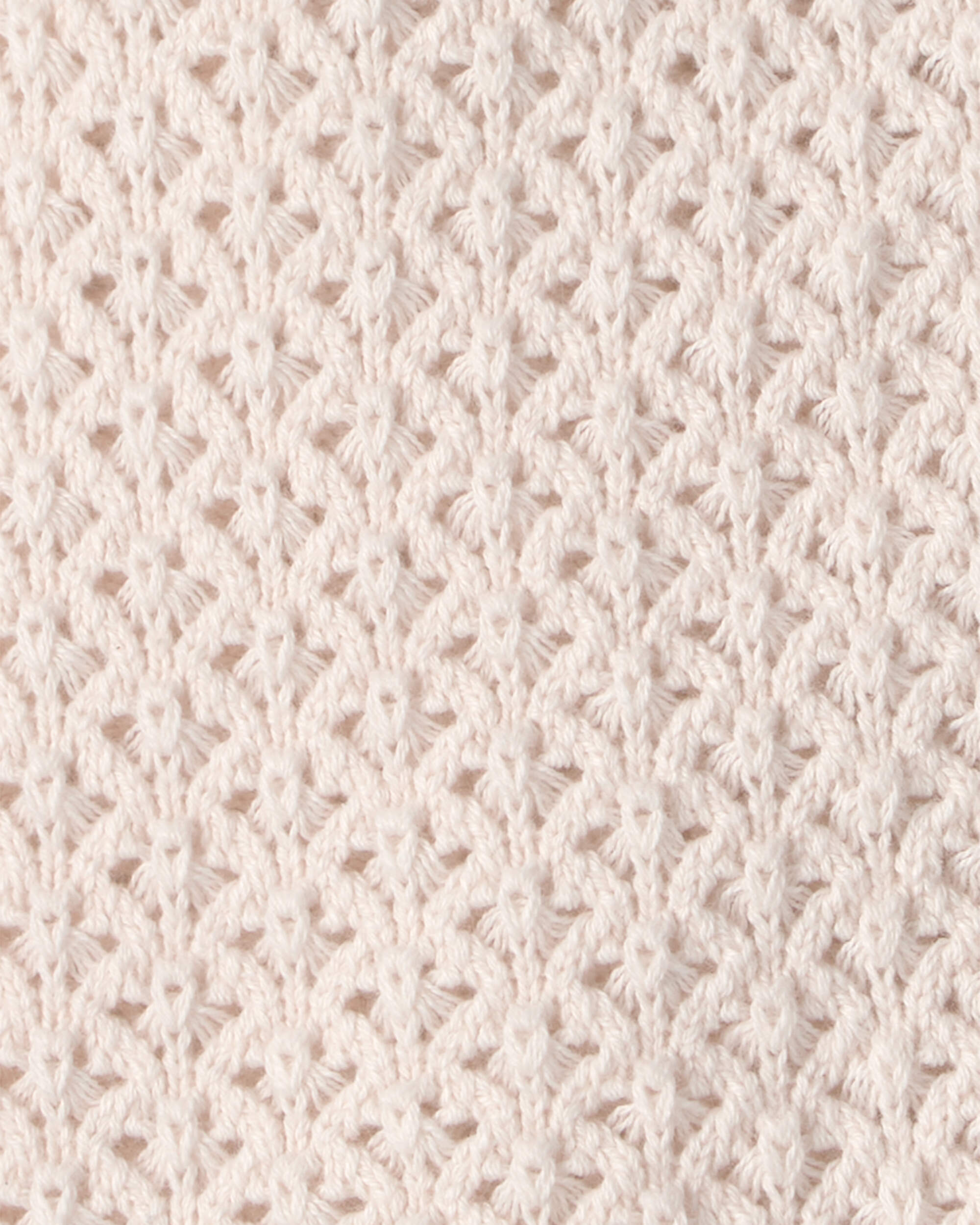 Baby Girl Organic Cotton Sweater Romper Cream