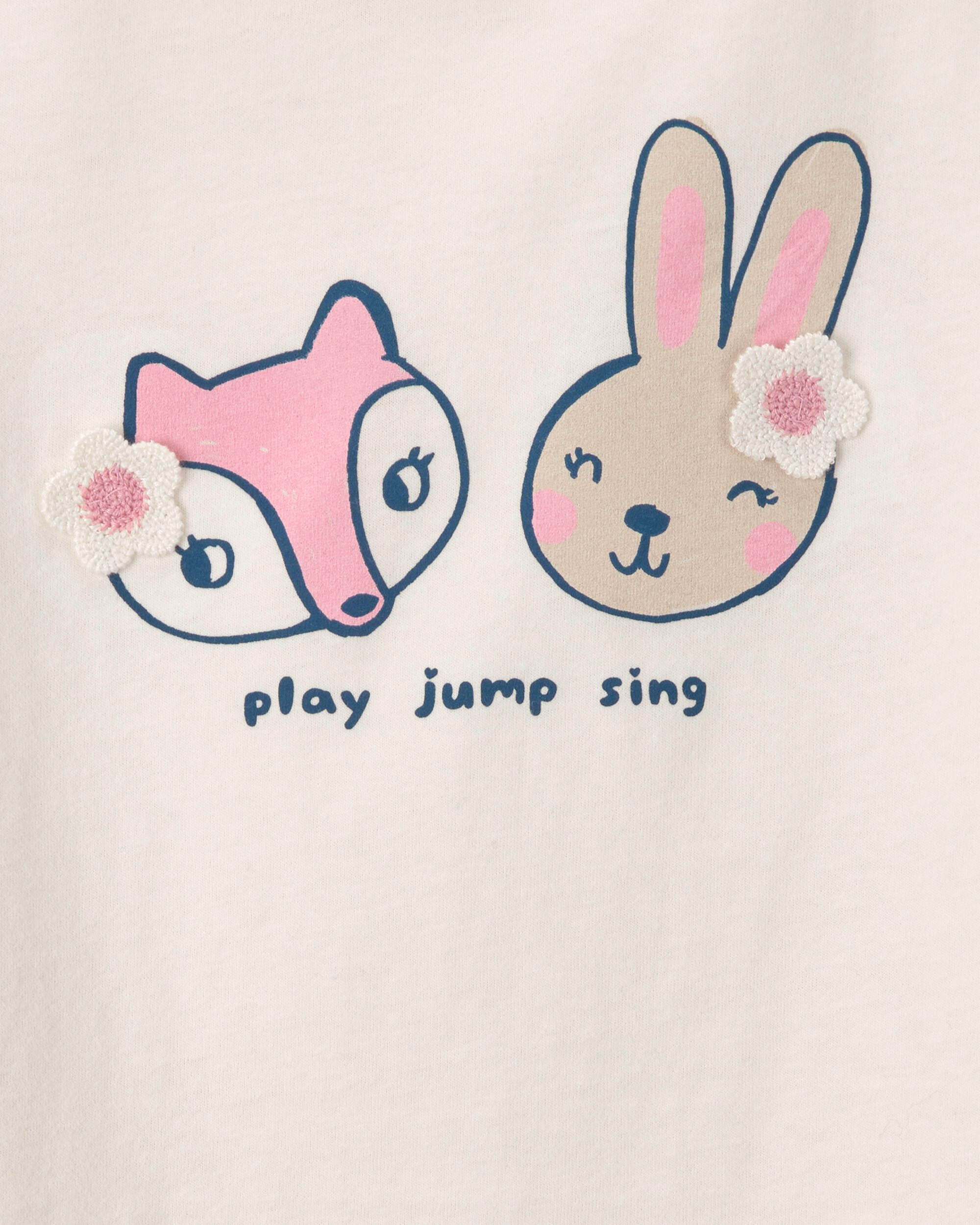Toddler Girl 'Play Jump Sing' Fox & Bunny Long-Sleeve Top - Cream
