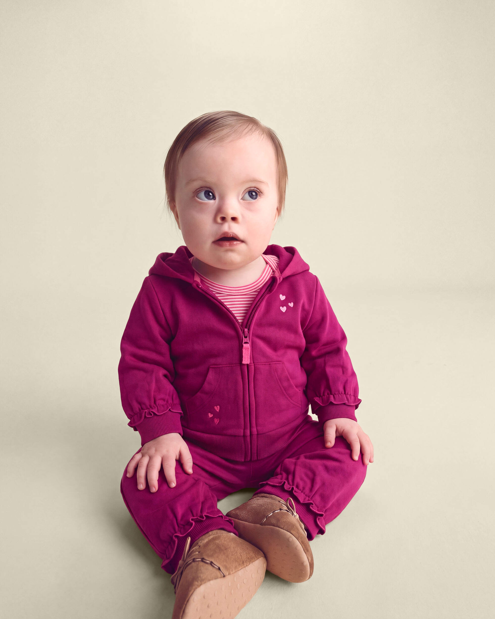 Baby Girl 3-Piece Heart French Terry Layering Set - Burgundy