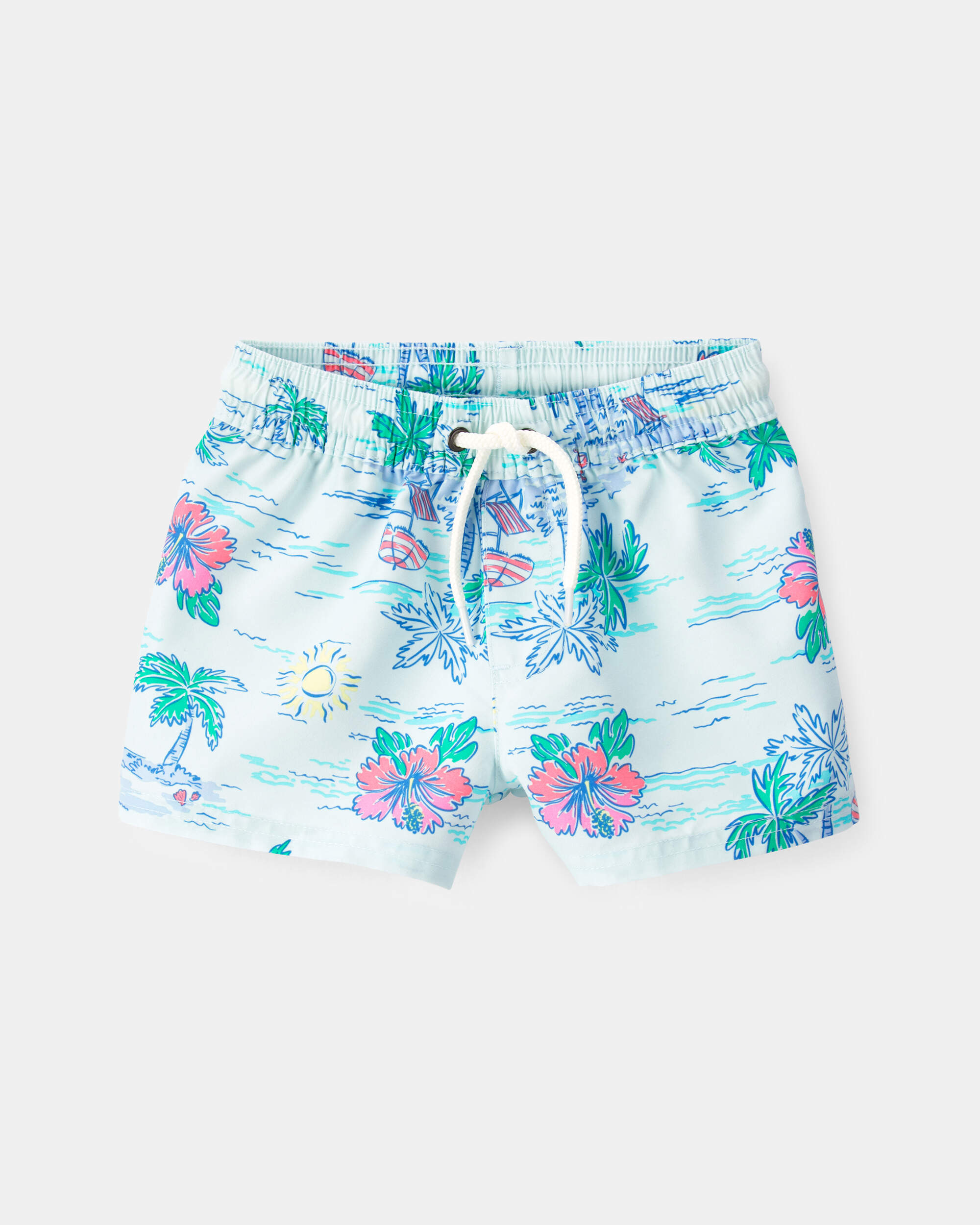 Baby Boy 2-Piece Beach Tropical Long-Sleeve Rashguard Trunk Set - Blue