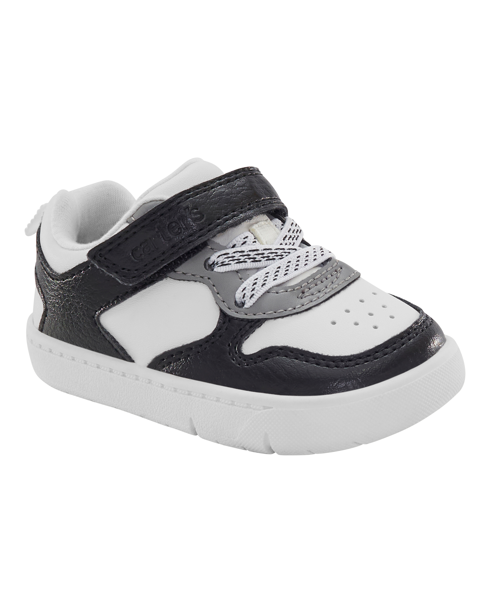Baby Every Step® First Walker  Faux Leather Fashion Sneakers - White/Black