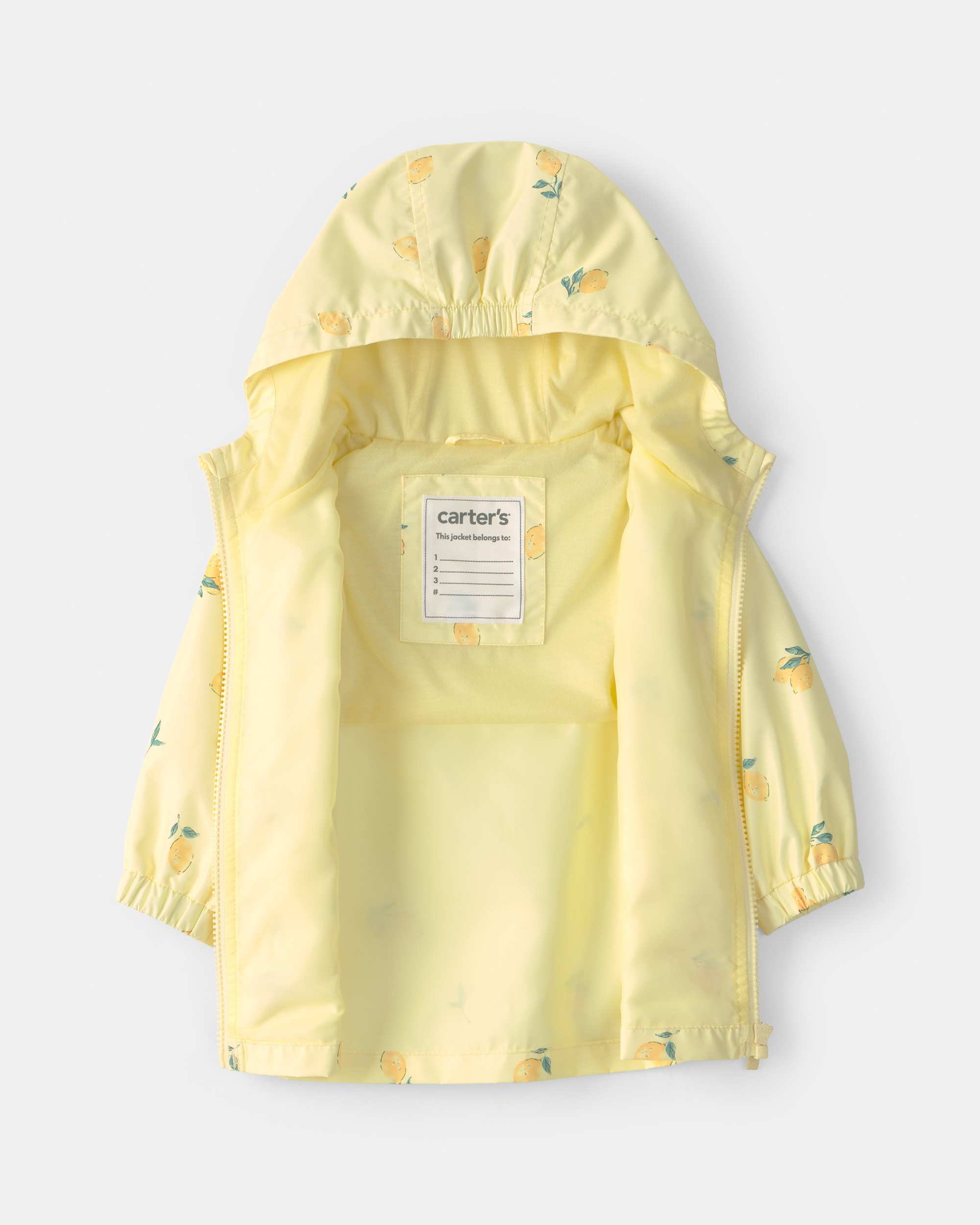 Baby Girl Lemon Print  Rain Jacket - Yellow