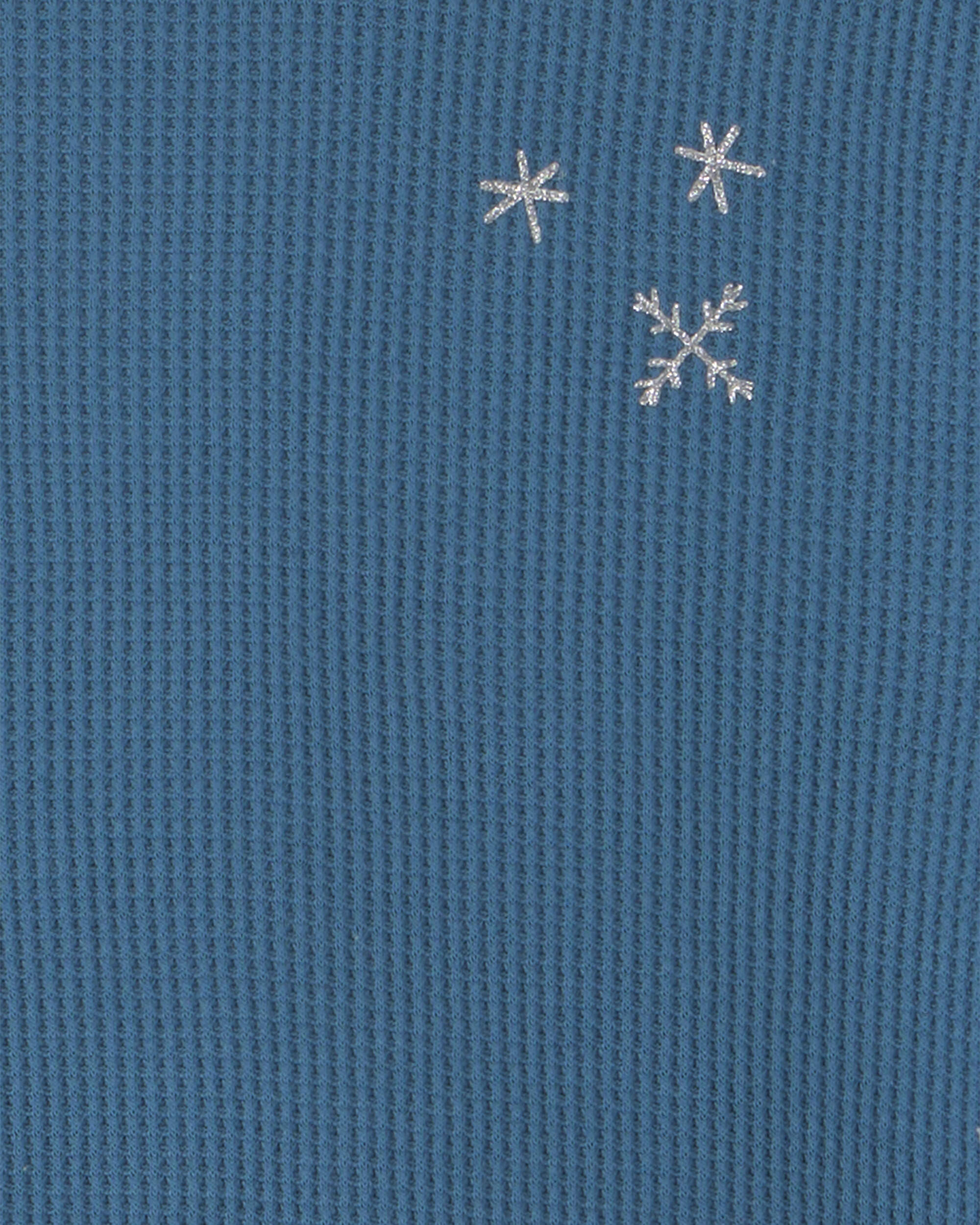 Toddler Girl 2-Piece Snowflake Thermal Long-Sleeve Top & Pant Set - Navy Blue