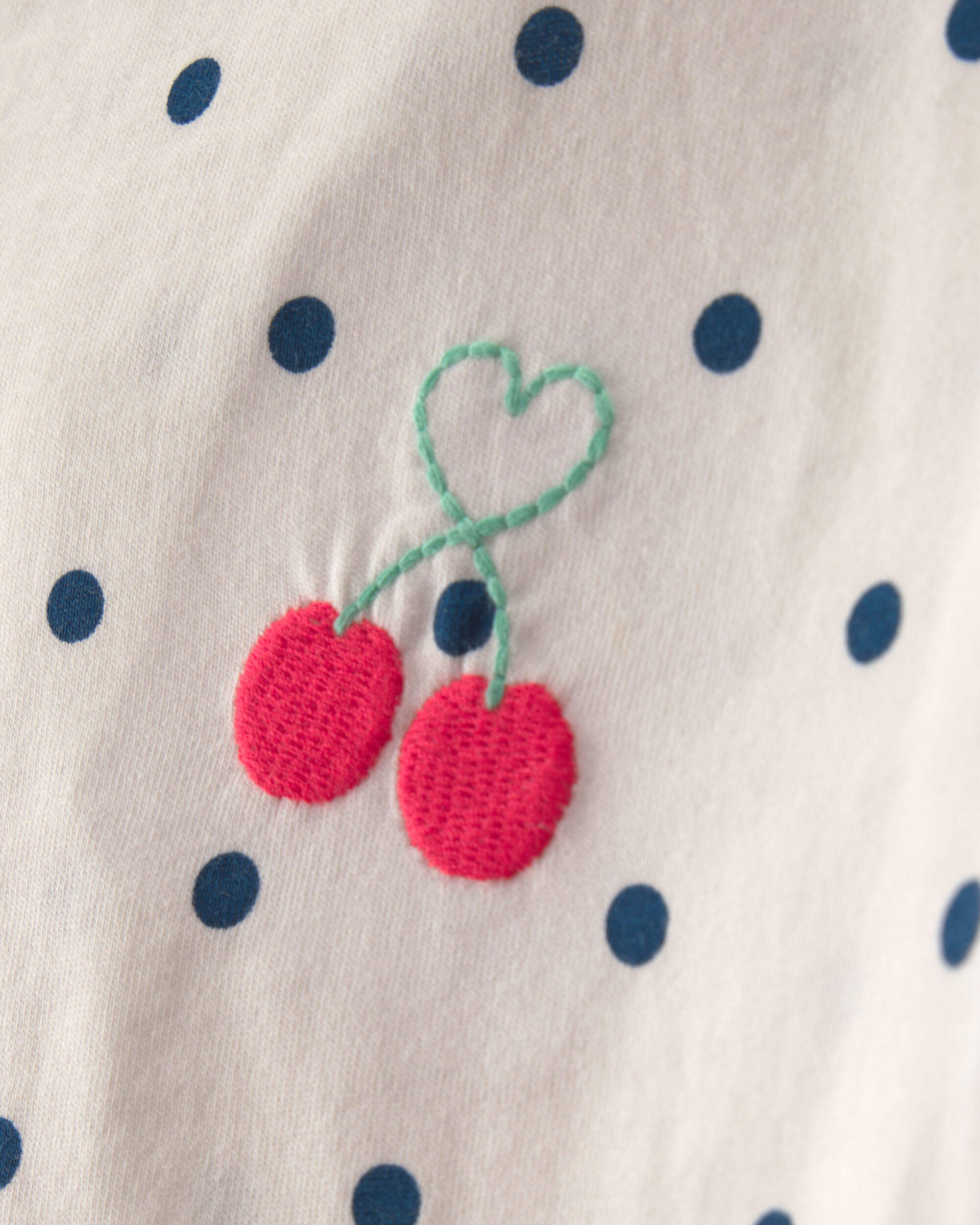 Girls 2-Piece Cherry Polka Dots Tee & Pant Set - Blue/Ivory