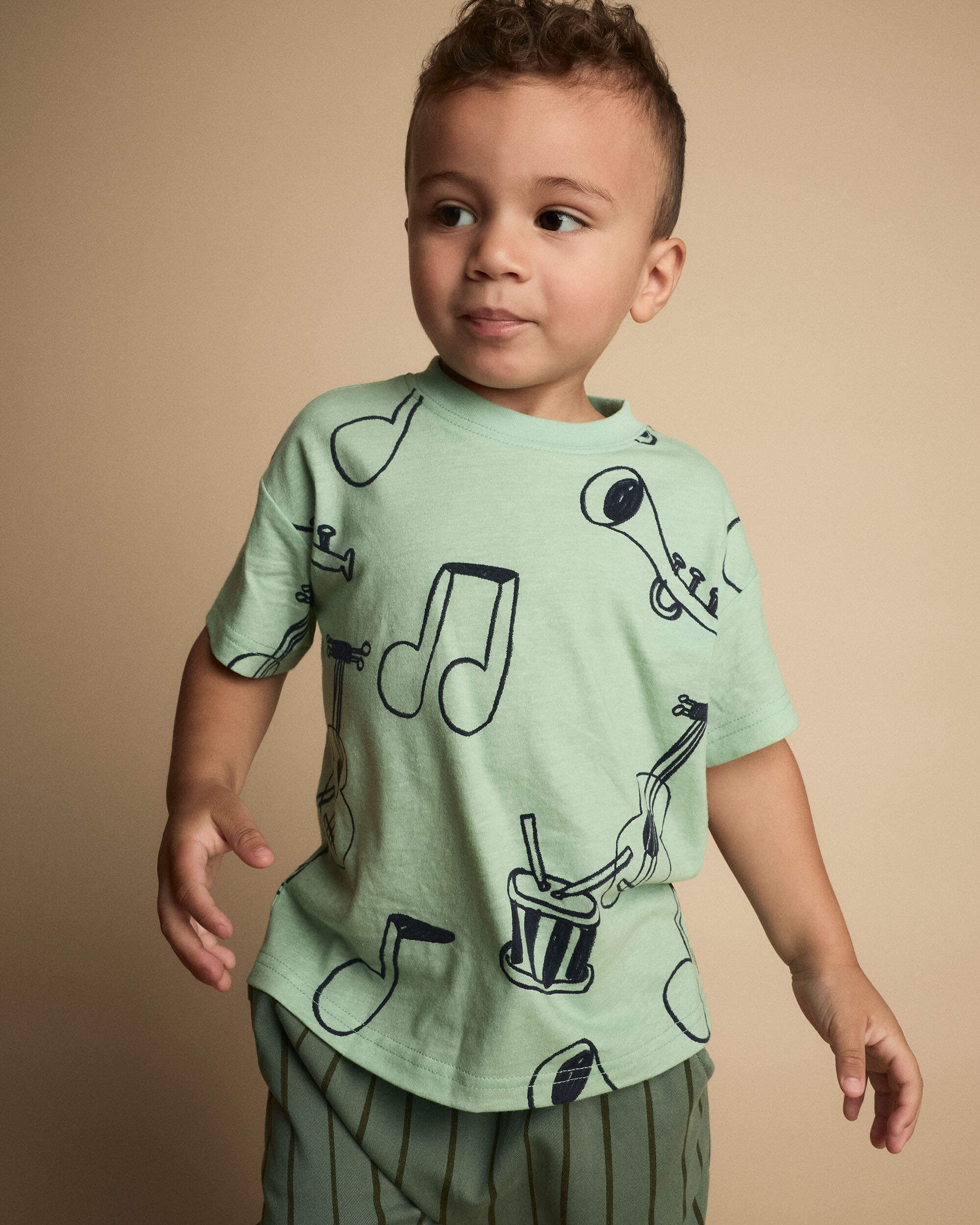 Toddler Relaxed Graphic Tee Music Print - Green
