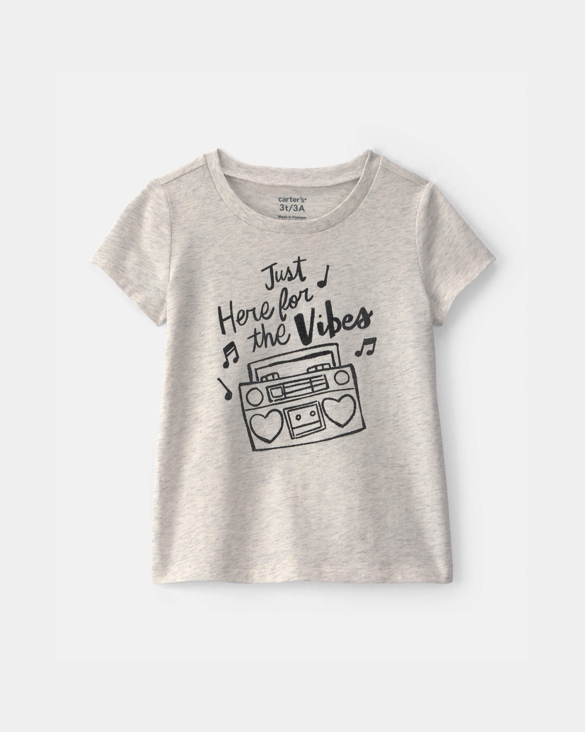 Toddler Girl 'Vibes' Music Graphic Tee - Grey