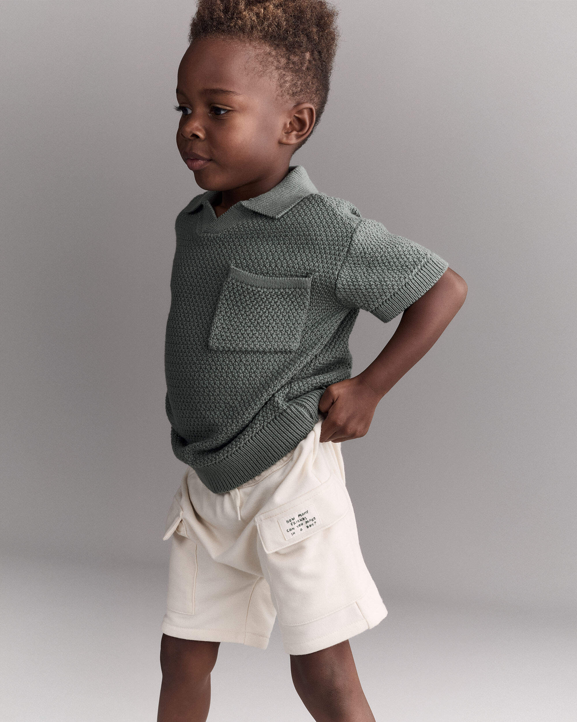 Toddler Boy Cargo Short with Pockets - Cream