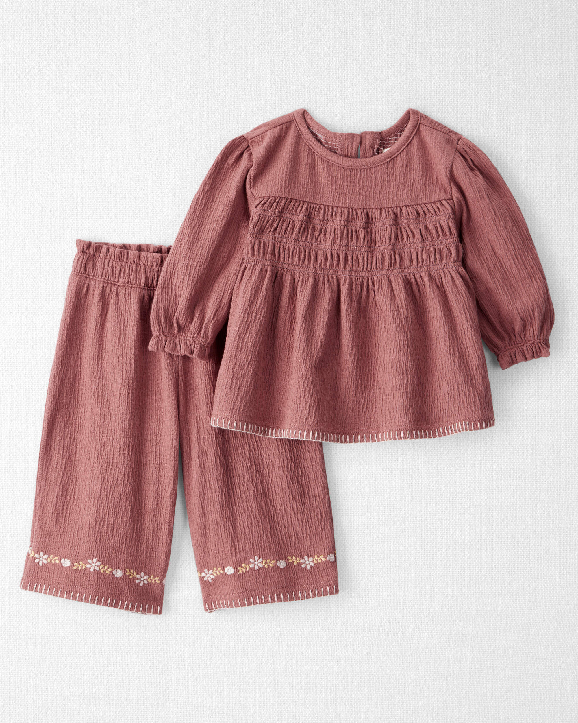 Baby Girl 2-Piece Organic Cotton Crinkled Knit Set
