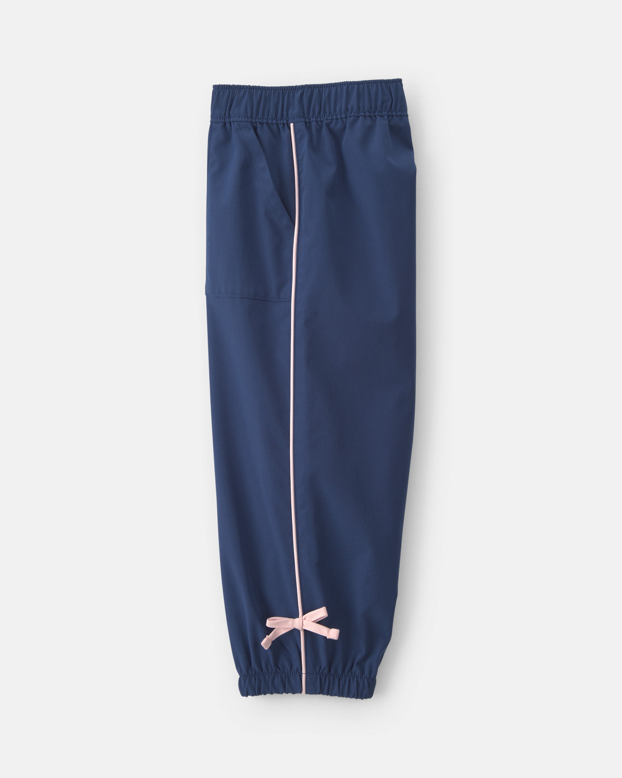Toddler Girl Bow-Cuff Poplin Joggers - Navy Blue