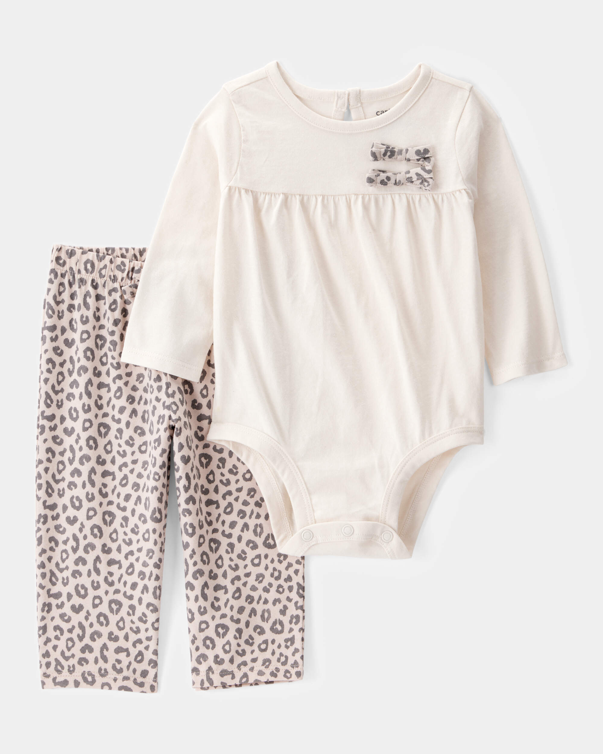 Baby Girl 2-Piece Long-Sleeve Bodysuit & Pull-On Leopard Pants