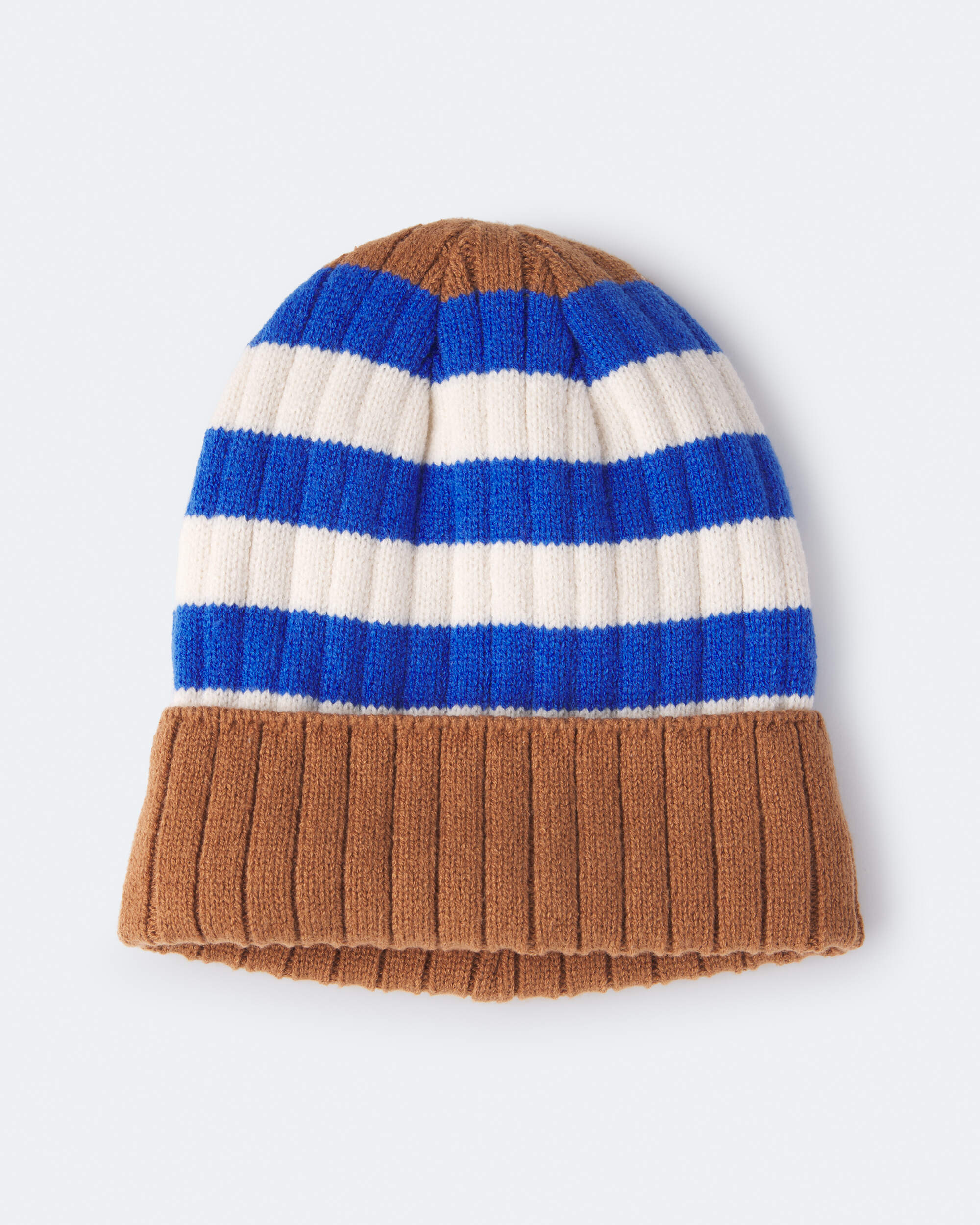 Toddler Striped Beanie - Brown/Blue/White