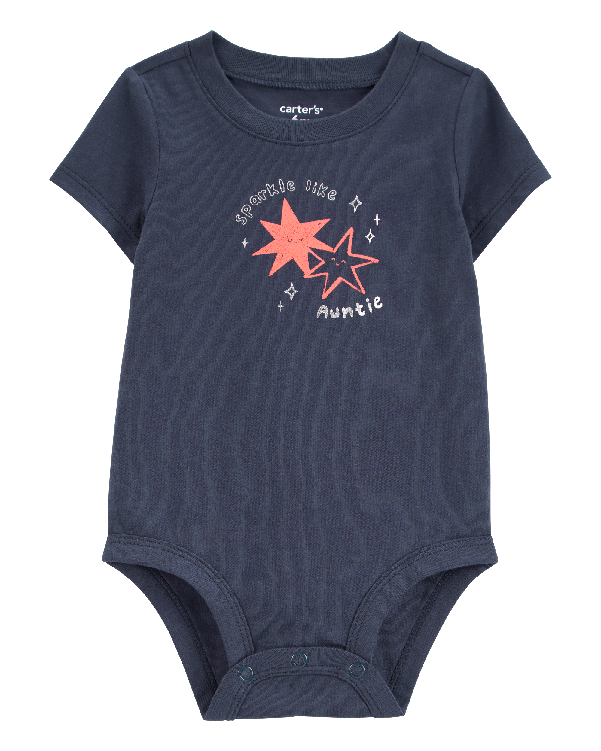 Baby Sparkle Like Auntie Short-Sleeve Bodysuit - Grey