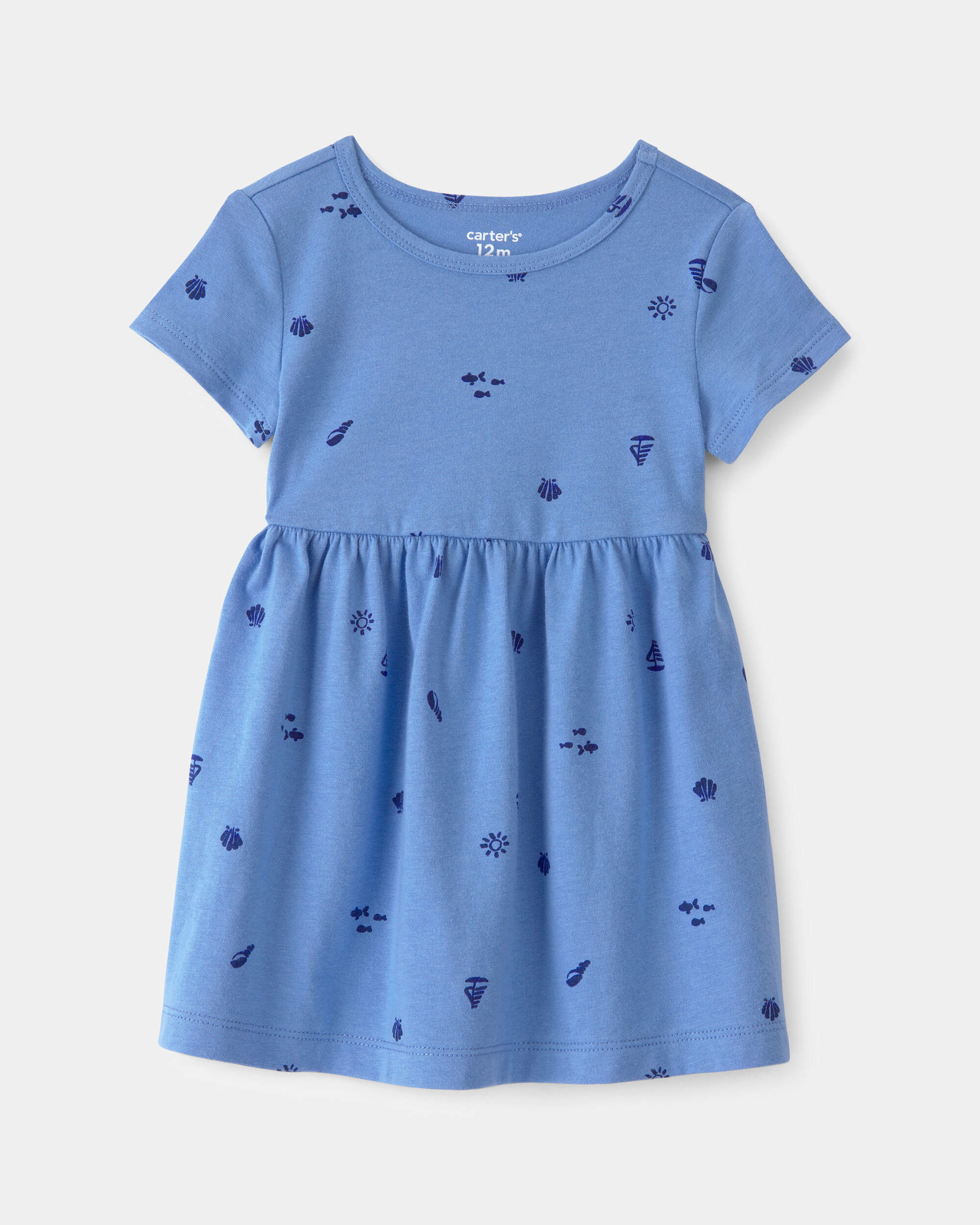 Baby Girl Seashell Short-Sleeve Dress - Blue