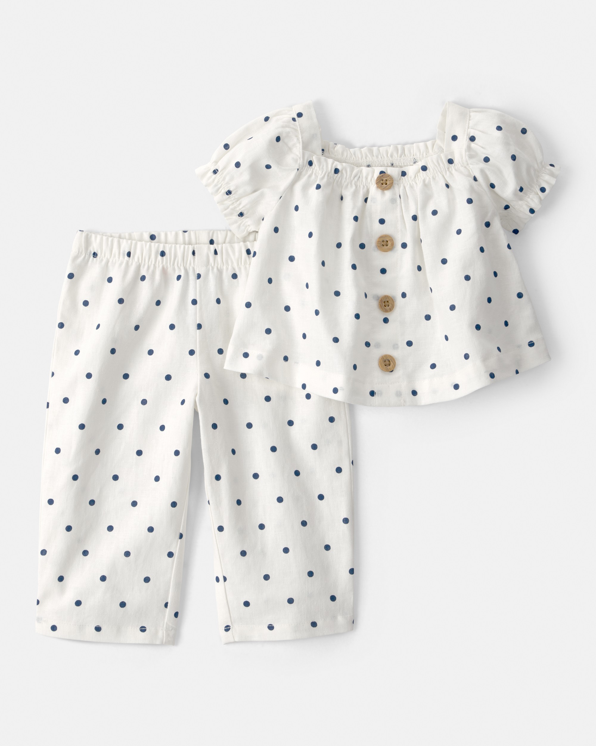 Baby Girl 2-Piece Print Short-Sleeve Tee & Pant Set - White