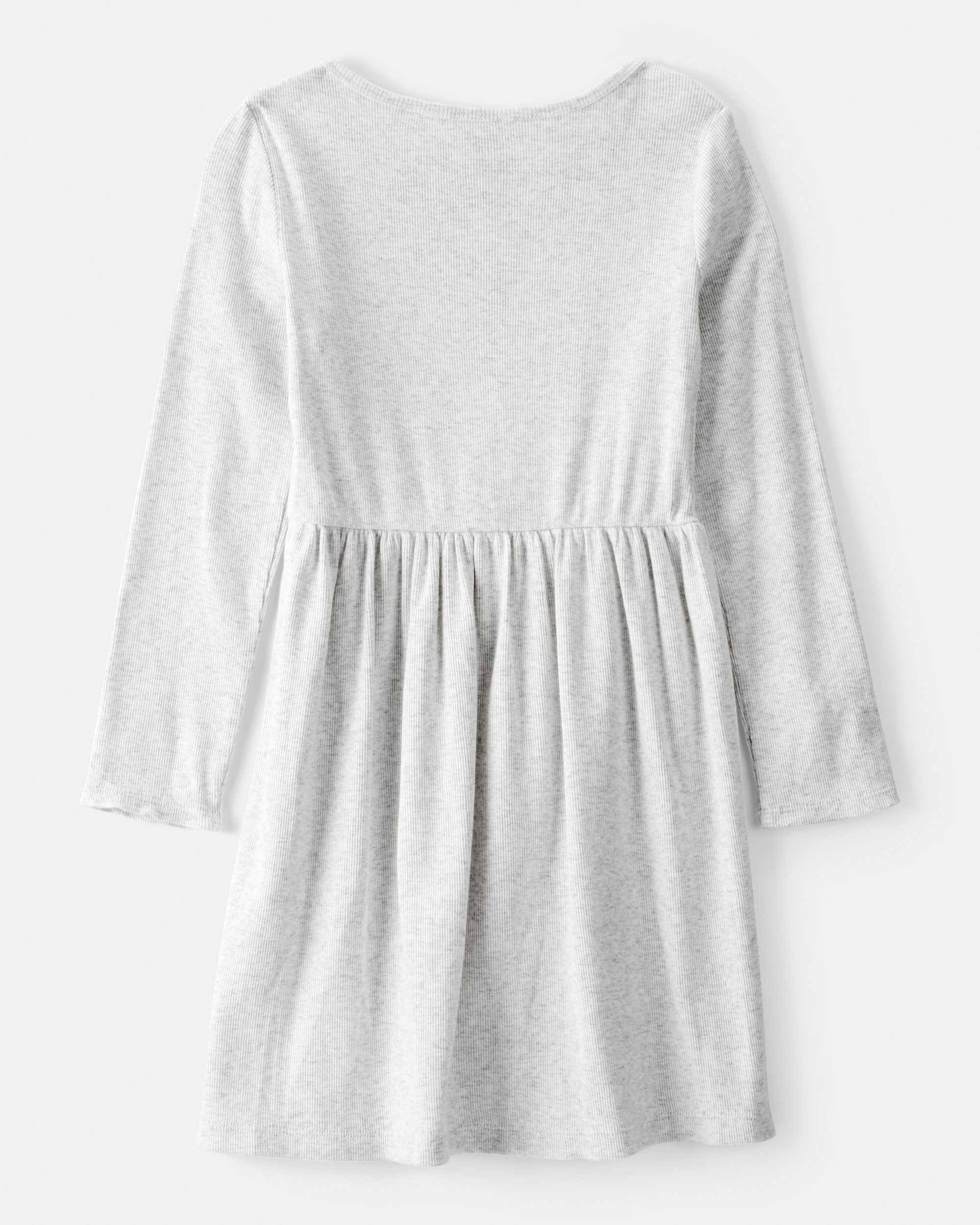 Girls Long Sleeve Cotton Dress - Grey