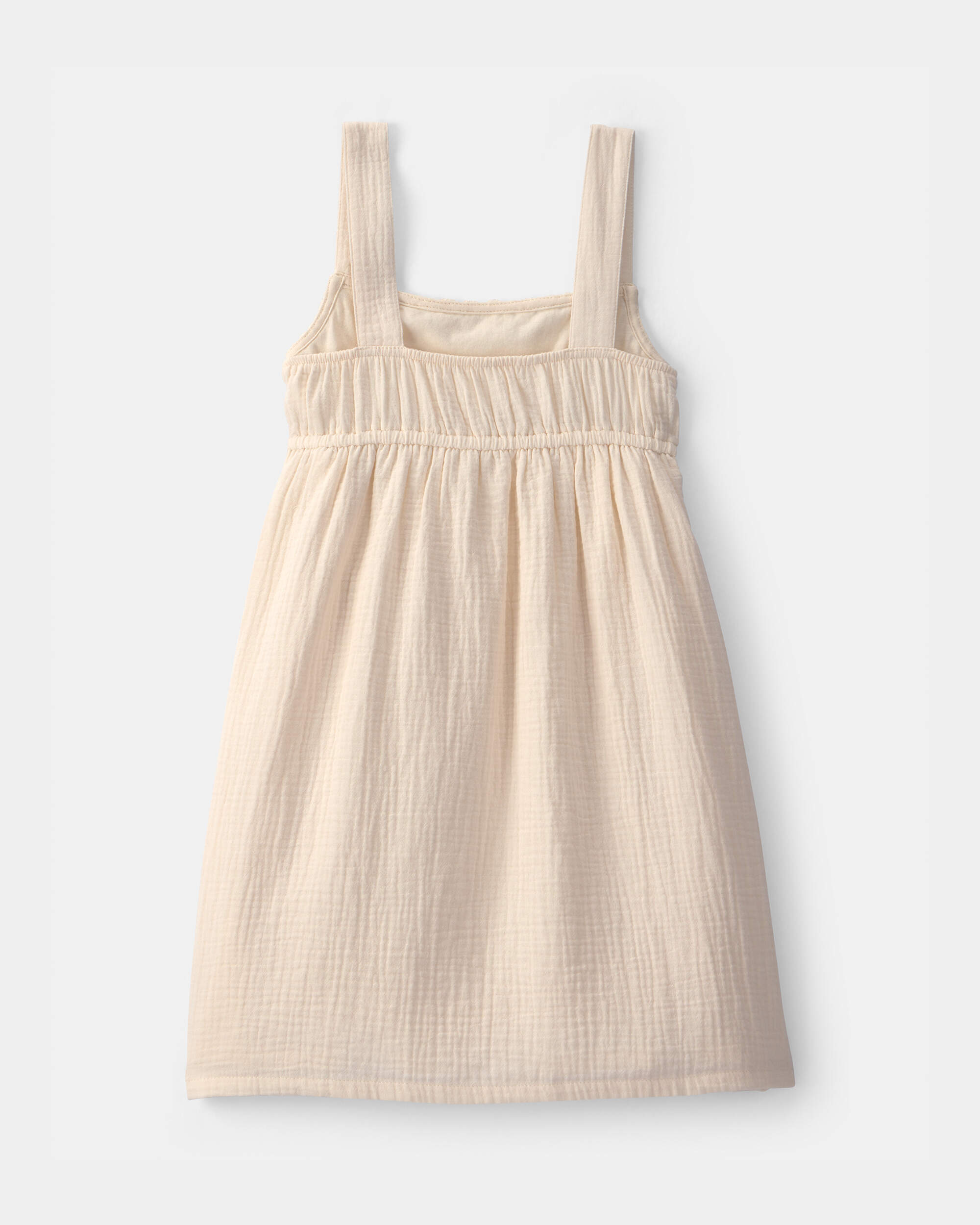 Girls Crochet Gauze Dress - Ivory