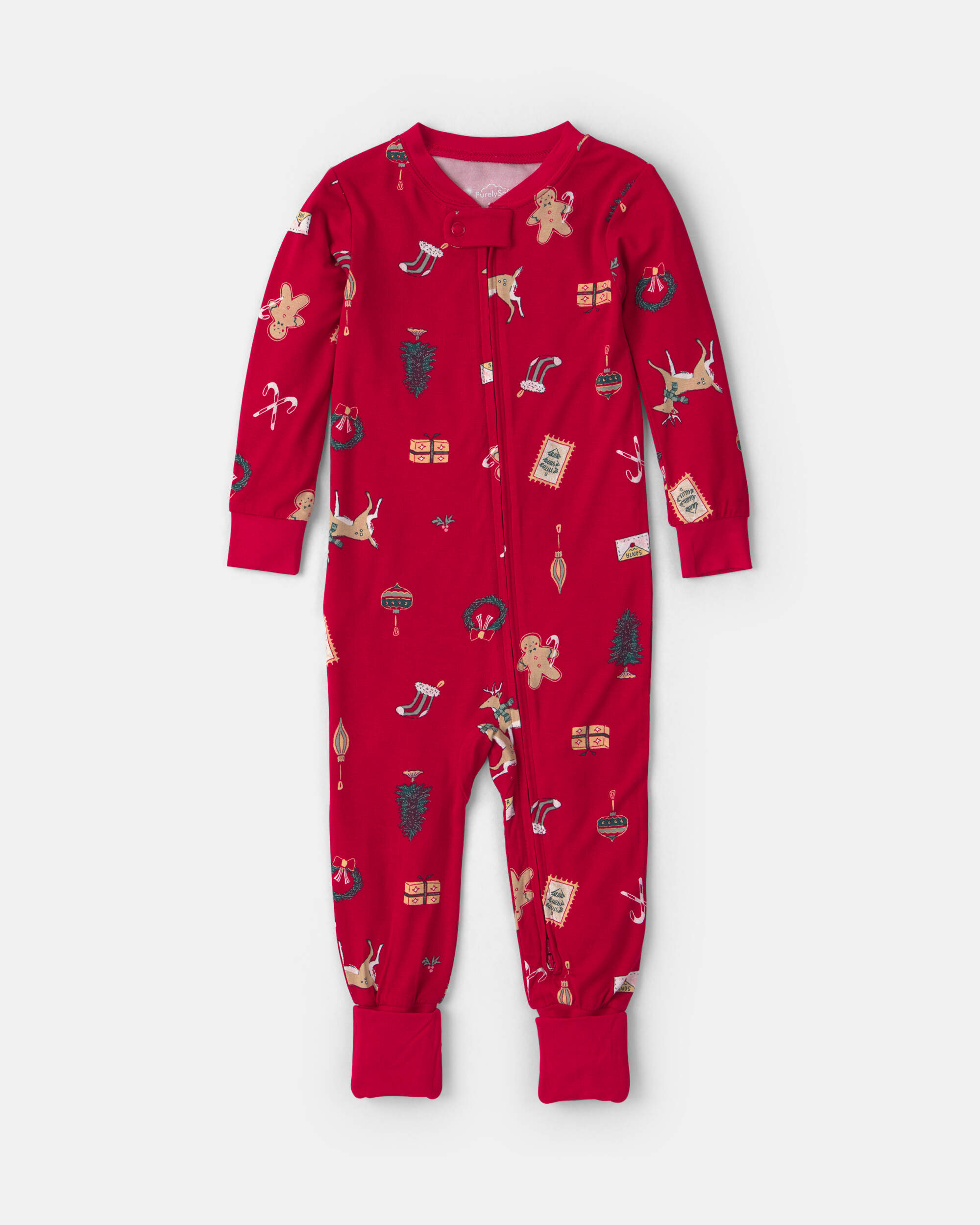 Baby 1-Piece Christmas PurelySoft™ Snug Fit Pyjama - Red