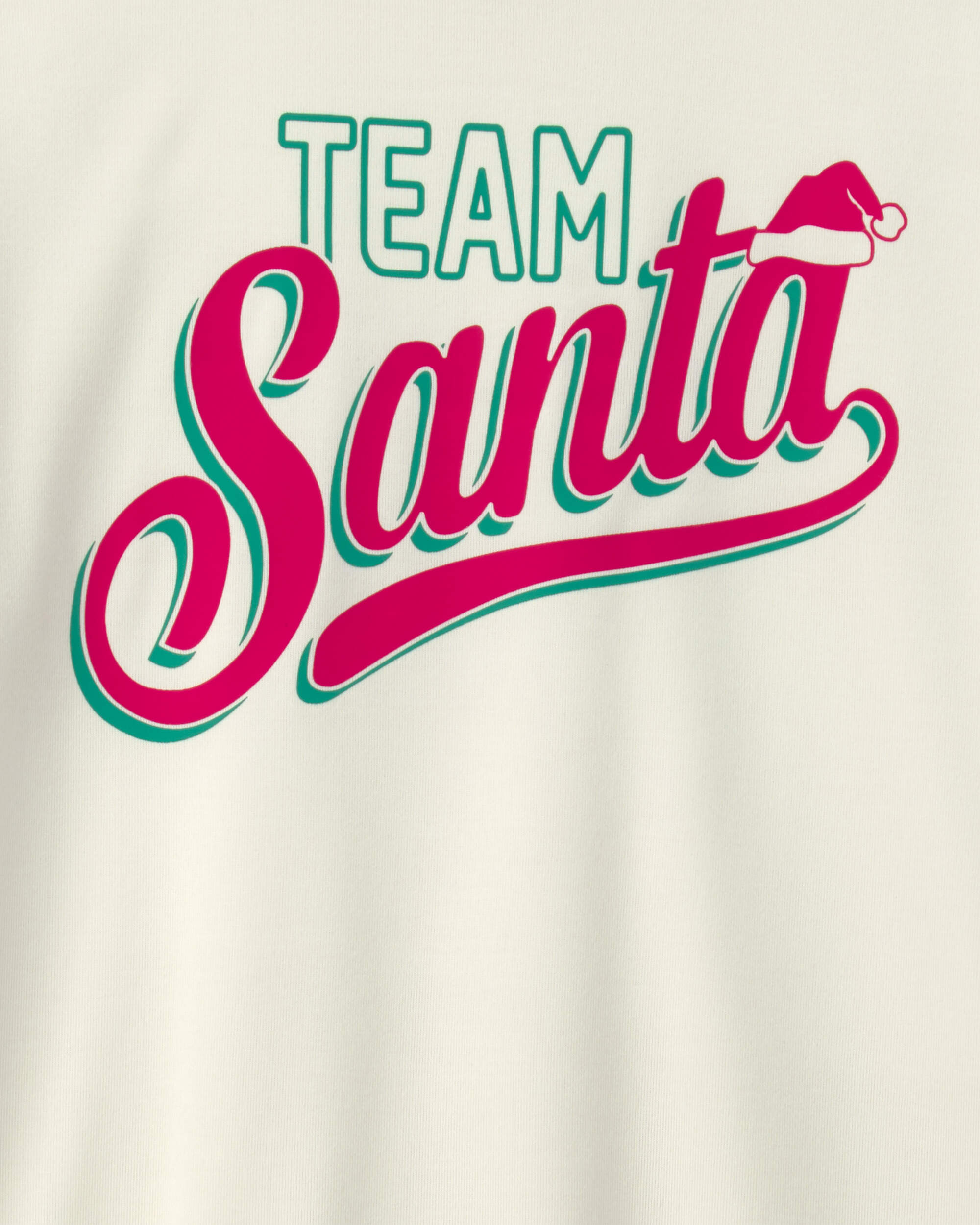 Adult Team Santa' Christmas Fleece Loose Fit Pyjama Top - Cream