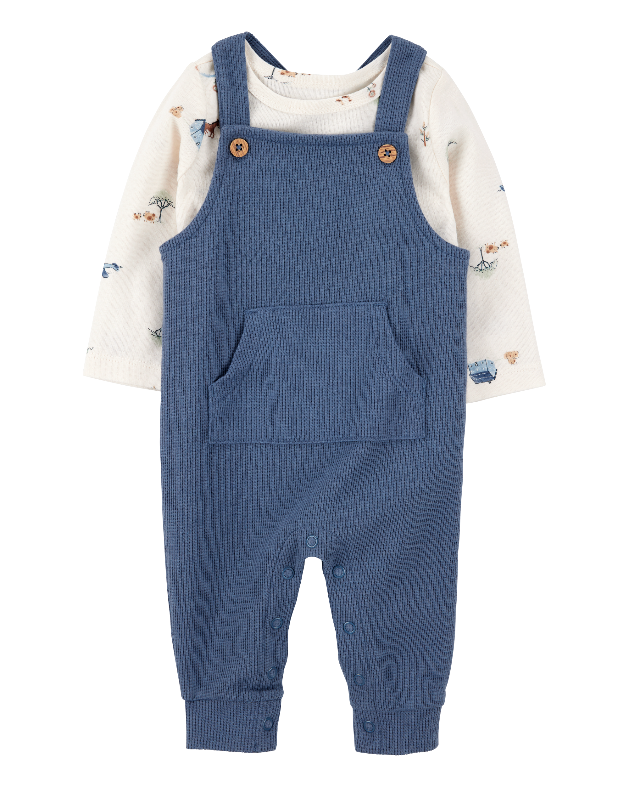 Baby 2-Piece Long-Sleeve Tee & Thermal Coverall Set