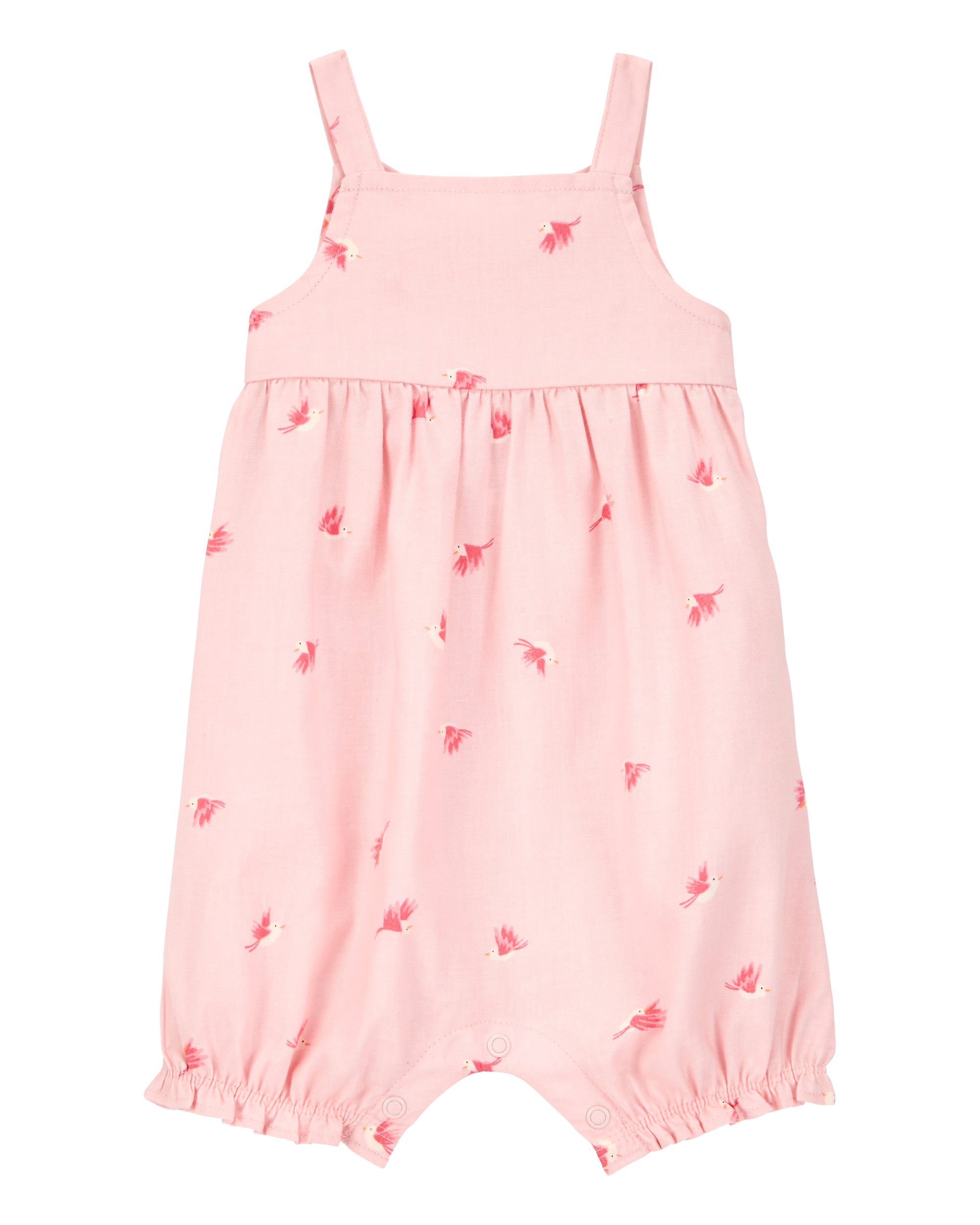 Baby Bird Print Tank Romper - Pink