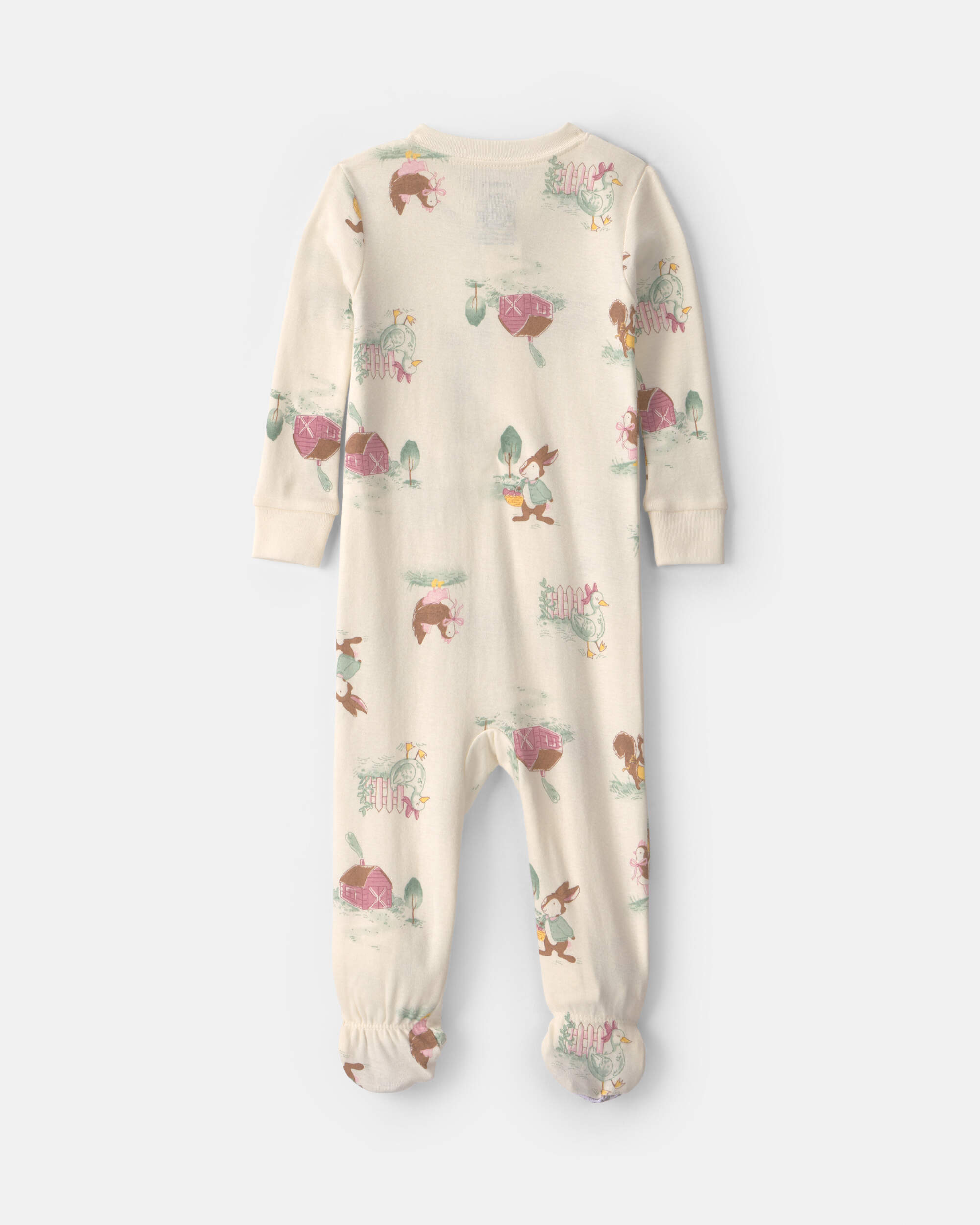Toddler Girl 1-Piece Country Farm 100% Cotton Snug Fit Pyjama - Cream