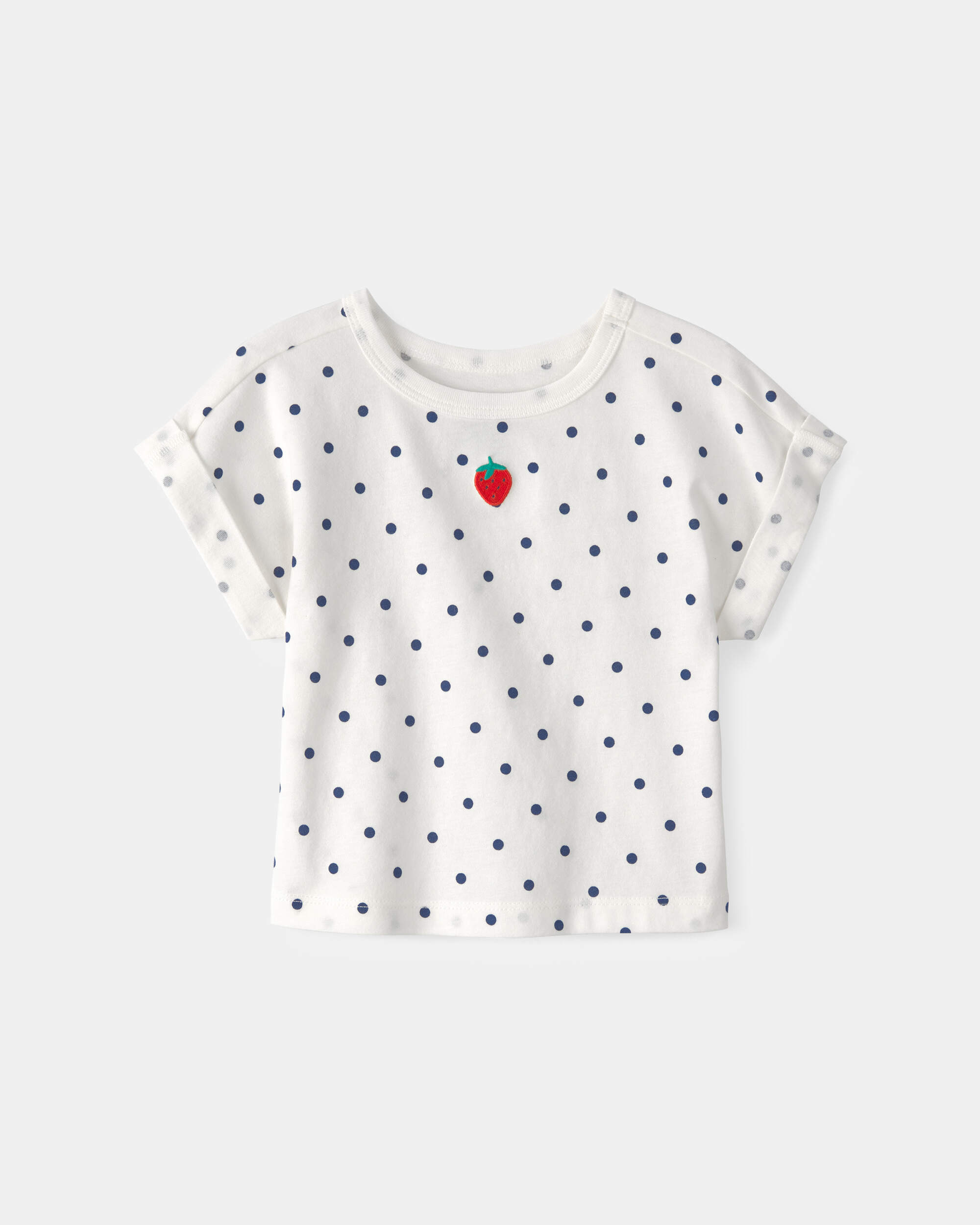 Baby Girl Strawberry Polka Dot Top - White