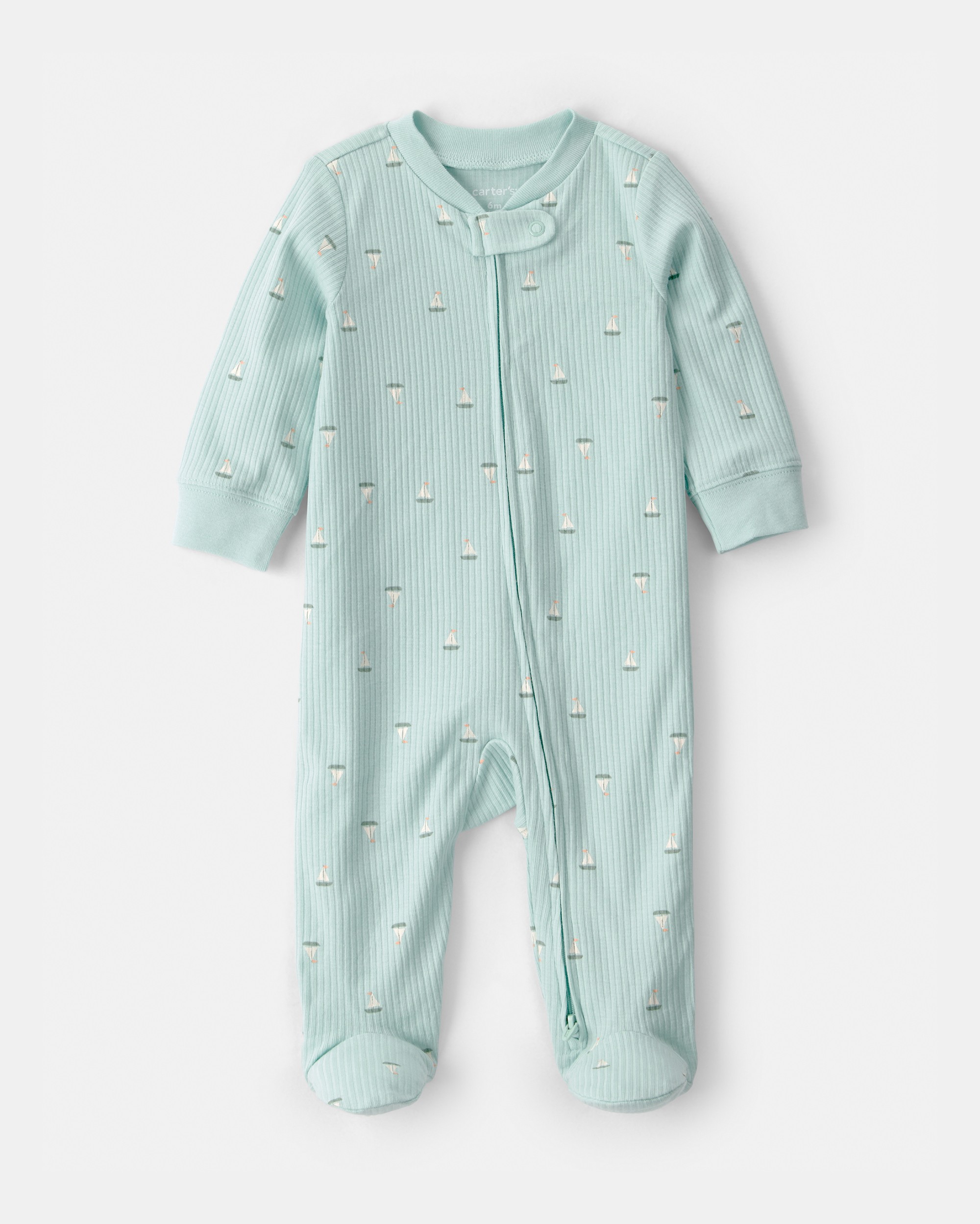 Baby Boy Sailboat 2-Way Zip Sleeper - Green