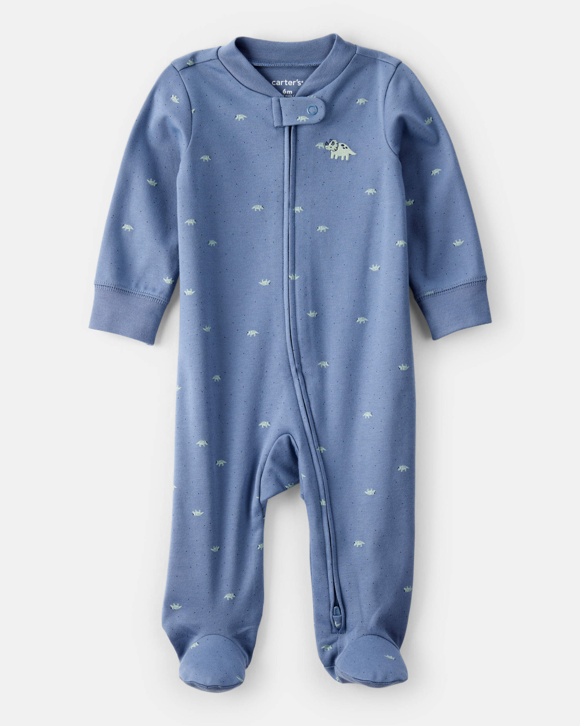 Baby Boy Rhino Print 100% Cotton Long-Sleeve Sleeper - Blue